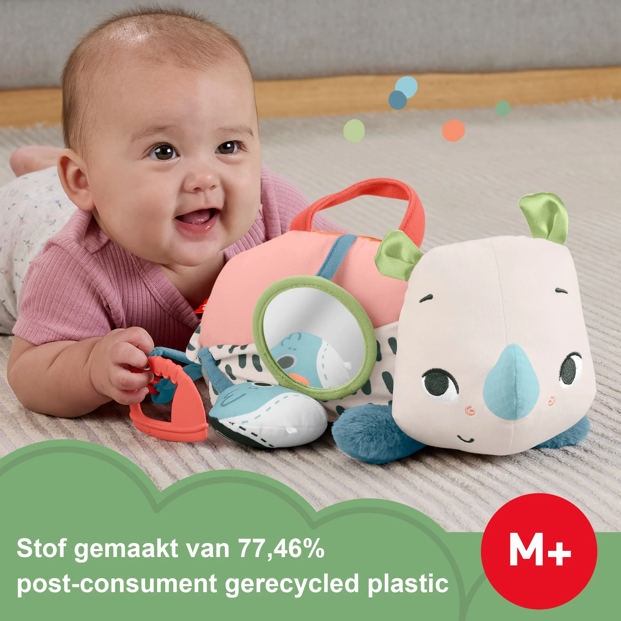 Fisher-Price Planet Friends Op De Buik Spelen Wandelende Neushoorn, Knuffel, Zintuiglijk Speelgoed Voor Pasgeboren Baby's - Image 2