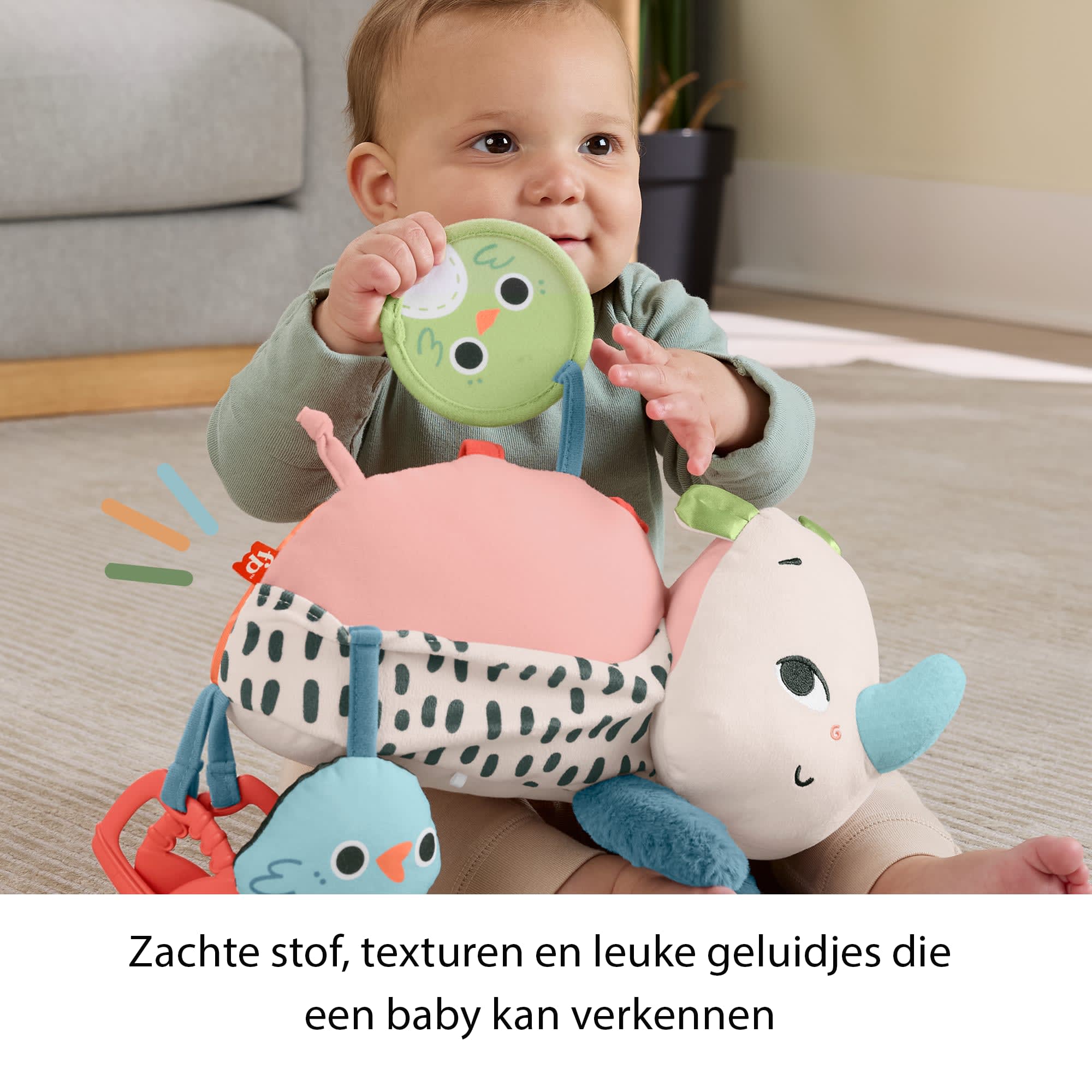 Fisher-Price Planet Friends Op De Buik Spelen Wandelende Neushoorn, Knuffel, Zintuiglijk Speelgoed Voor Pasgeboren Baby's - Image 5