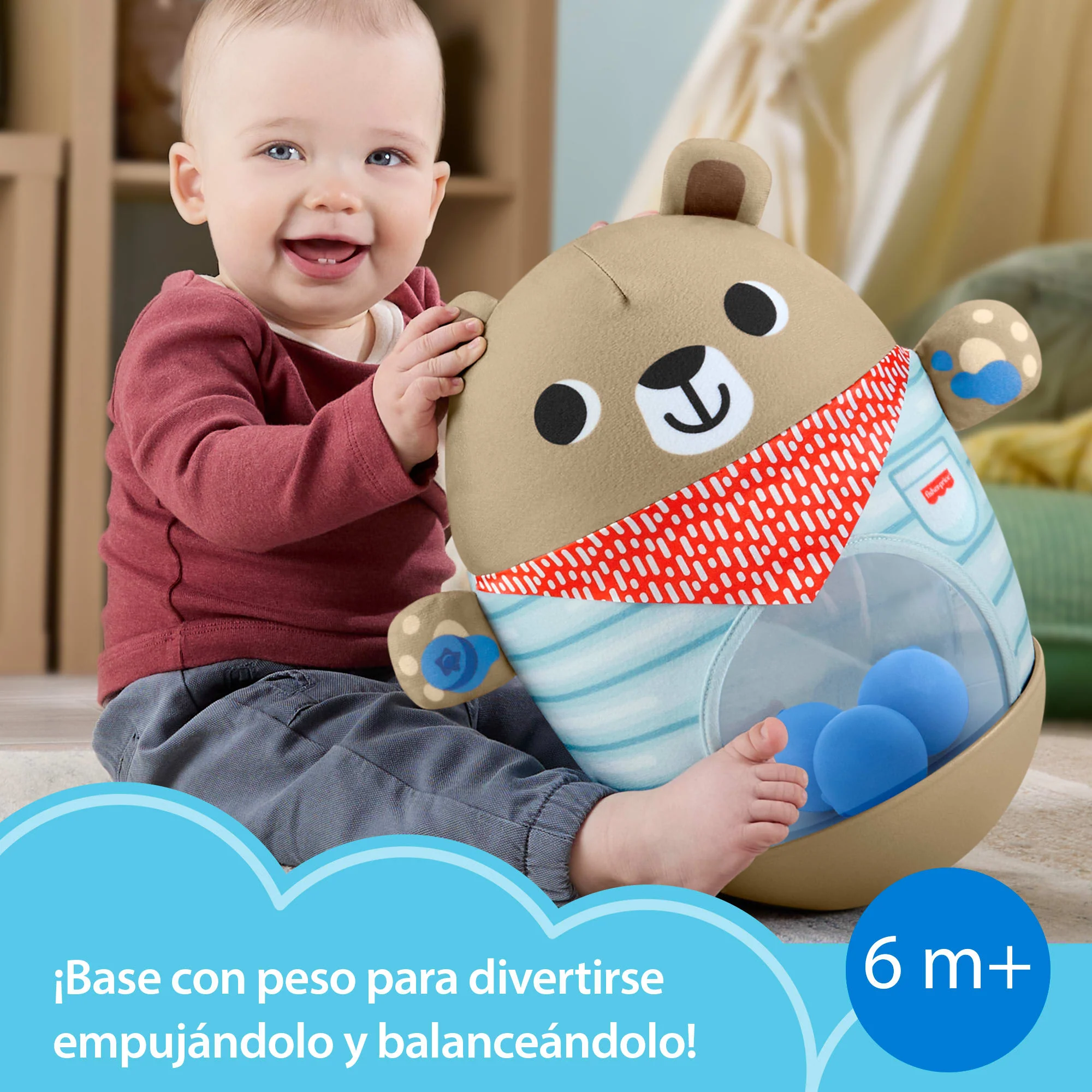 Osito Inflable Golpea Y Balancea Del Bosque De La Amistad De Fisher-Price, Juguete Balanceante Para Bebés - Image 2