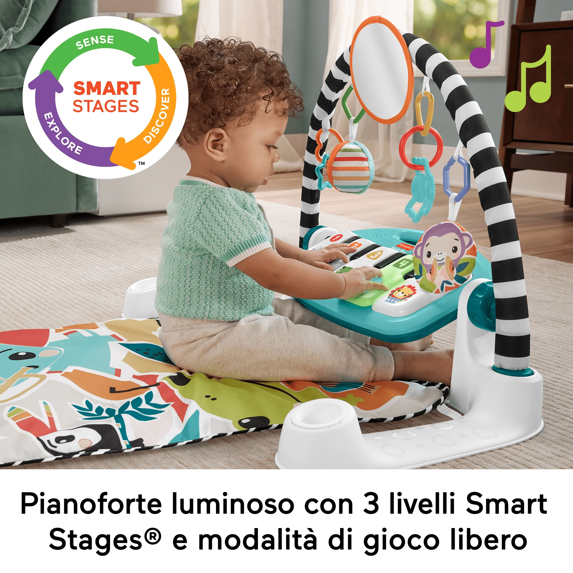 Fisher-Price Palestrina Baby Piano, Tappetino Per Bambini Con Gioco Musicale Per L'Apprendimento, Blu, Versione Italiana - Image 4