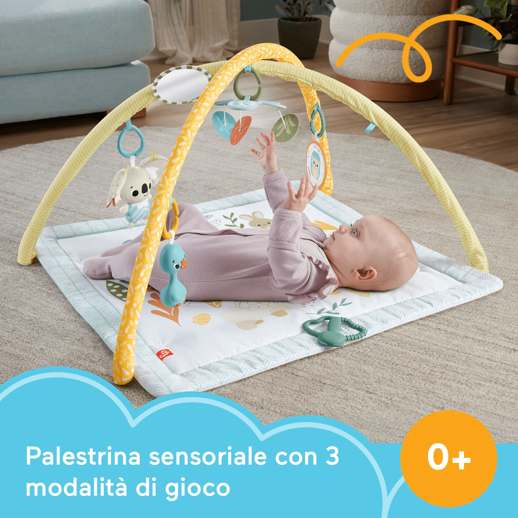 Fisher-Price Palestrina Neonato Multisensoriale E Tappetino Per Bambini Con 6 Giocattoli Sensoriali Portatili - Image 2