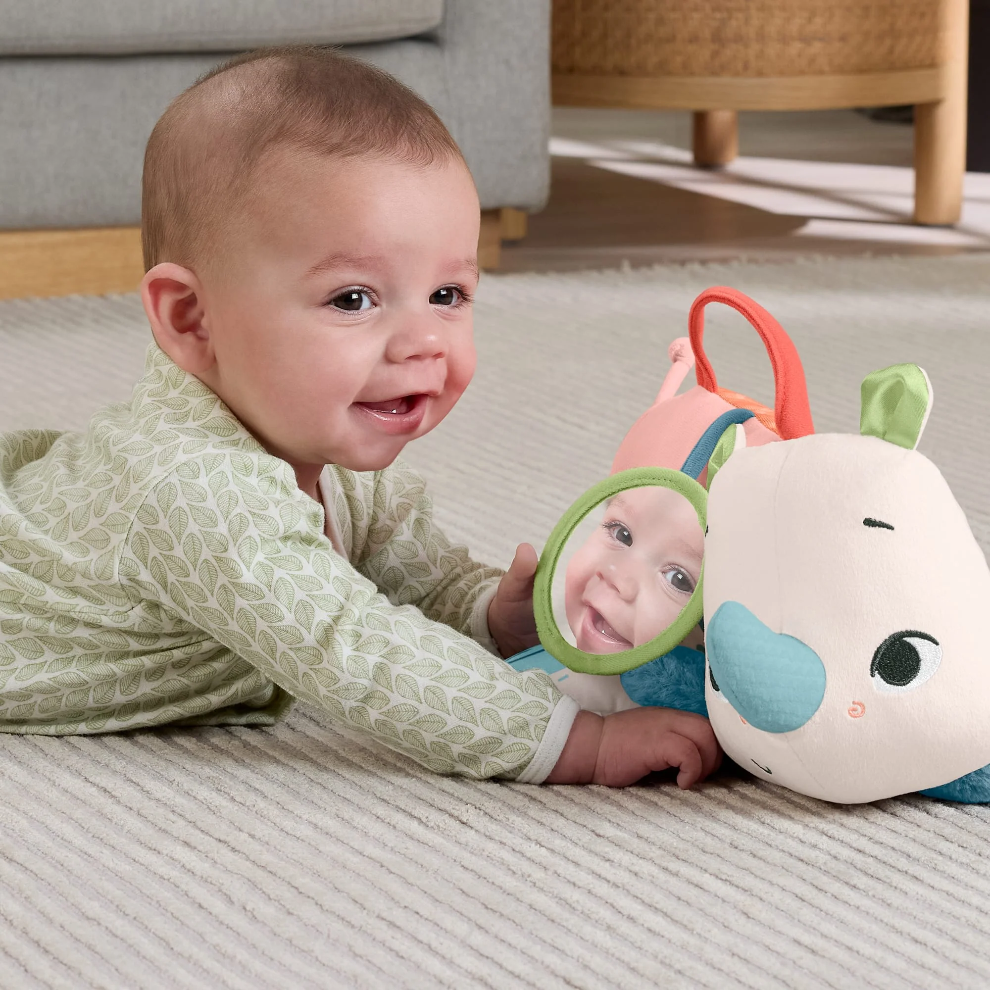 Juguete Sensorial De Peluche Pequeño Rinoceronte Para Jugar Boca Abajo De Planet Friends De Fisher-Price Para Bebés Recién Nacidos - Image 3