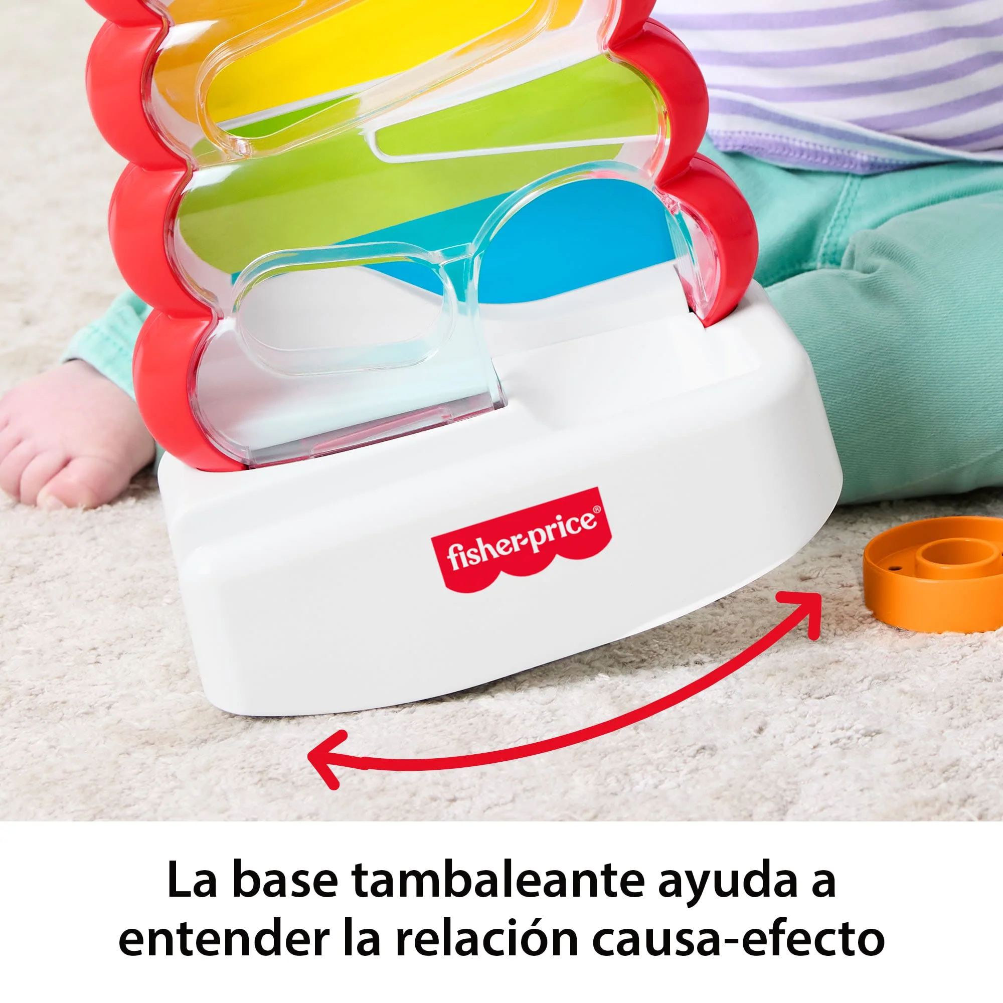 Rock-A-Stack De Fisher-Price, Juguete De Actividades Para El Desarrollo De Bebés Y Niños Pequeños, 5 Anillas - Image 4