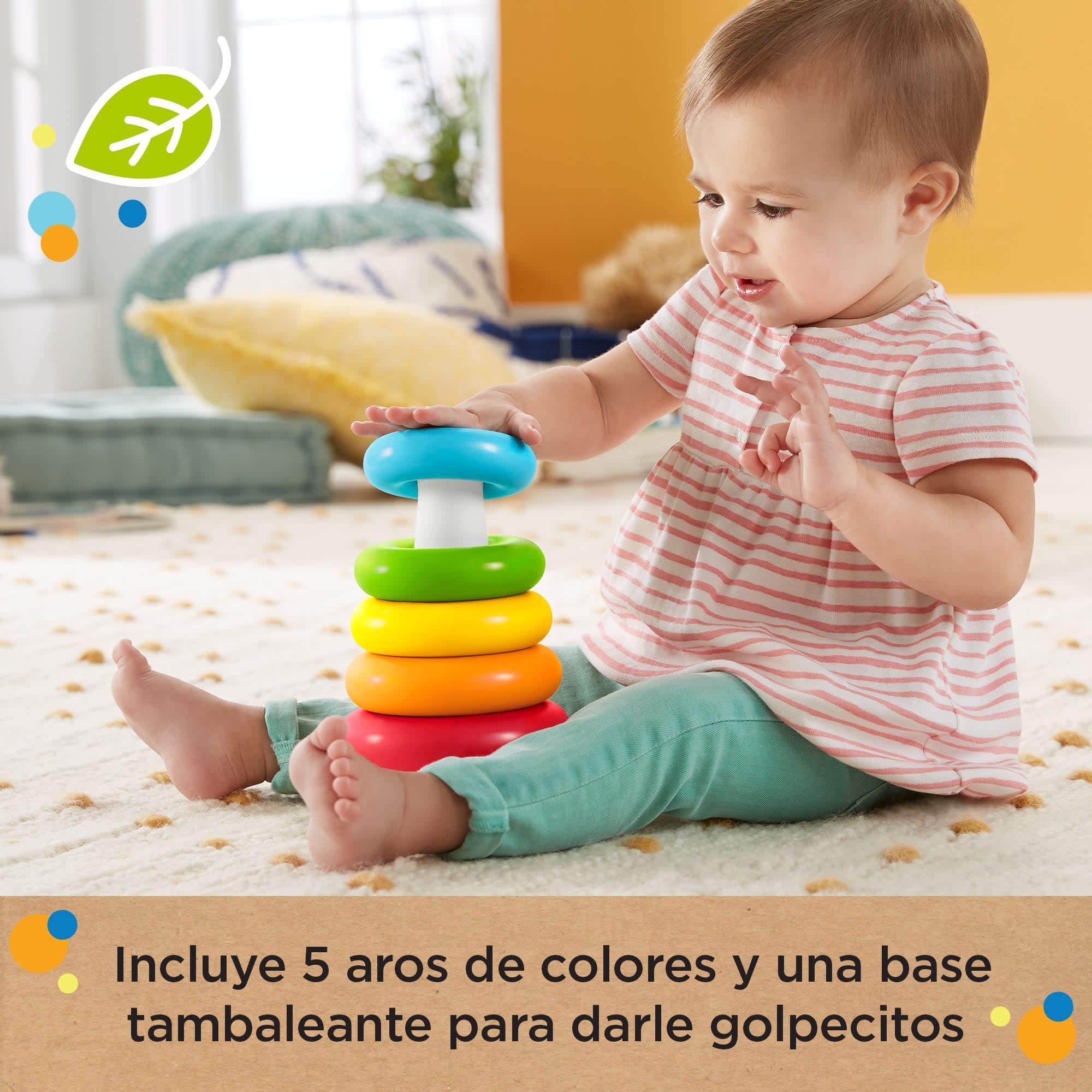 Juguete Para Bebés Pirámide Balanceante De Fisher-Price, Juguete De Apilar Aros Fabricado Con Materiales De Origen Vegetal, Para Bebés, Niñas Y Niños Pequeños - Image 4
