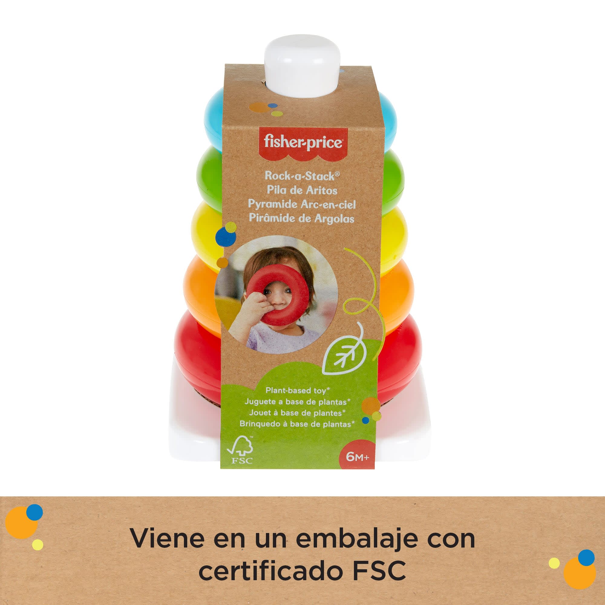 Juguete Para Bebés Pirámide Balanceante De Fisher-Price, Juguete De Apilar Aros Fabricado Con Materiales De Origen Vegetal, Para Bebés, Niñas Y Niños Pequeños - Image 5