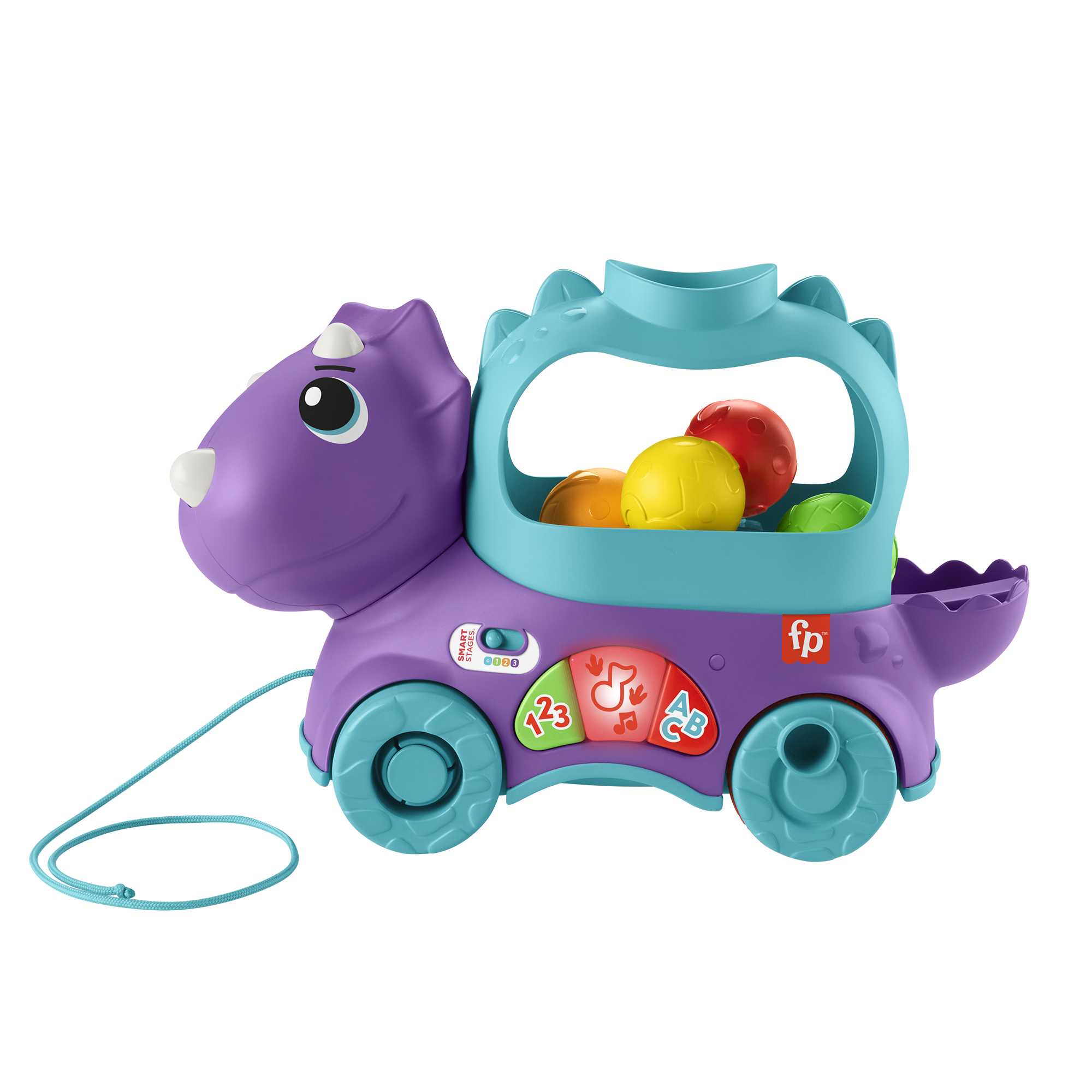 Fisher-Price Poppin’ Triceratops Interactive Ball Popper Pull Toy - Image 3