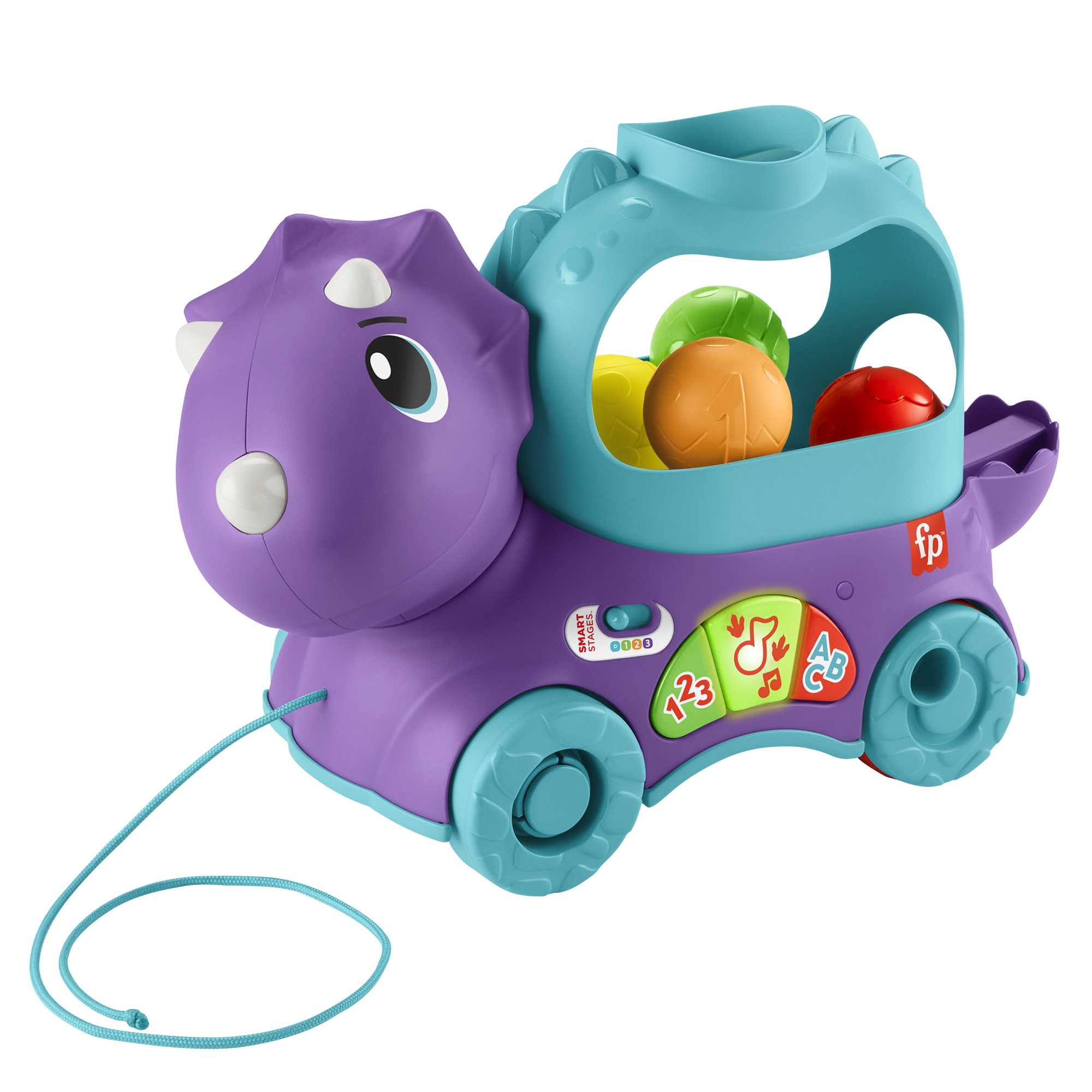 Fisher-Price Poppin’ Triceratops Interactive Ball Popper Pull Toy - Image 4