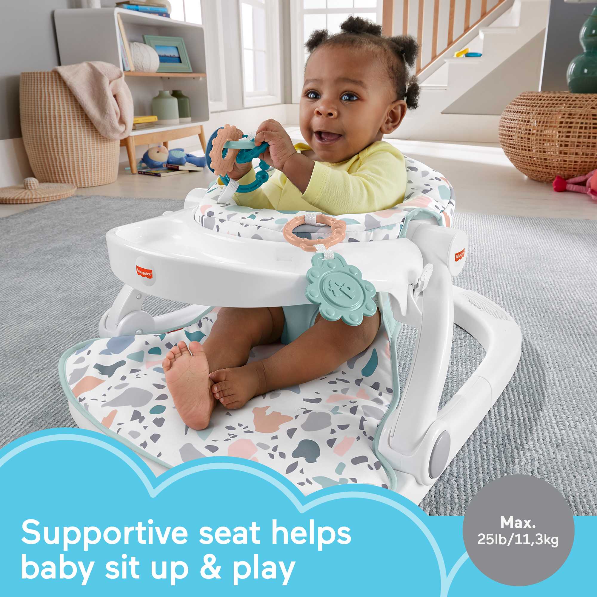 Fisher-Price Portable Baby Chair with Toys, Sit-Me-Up Baby Seat, Pacific Pebble - Image 2
