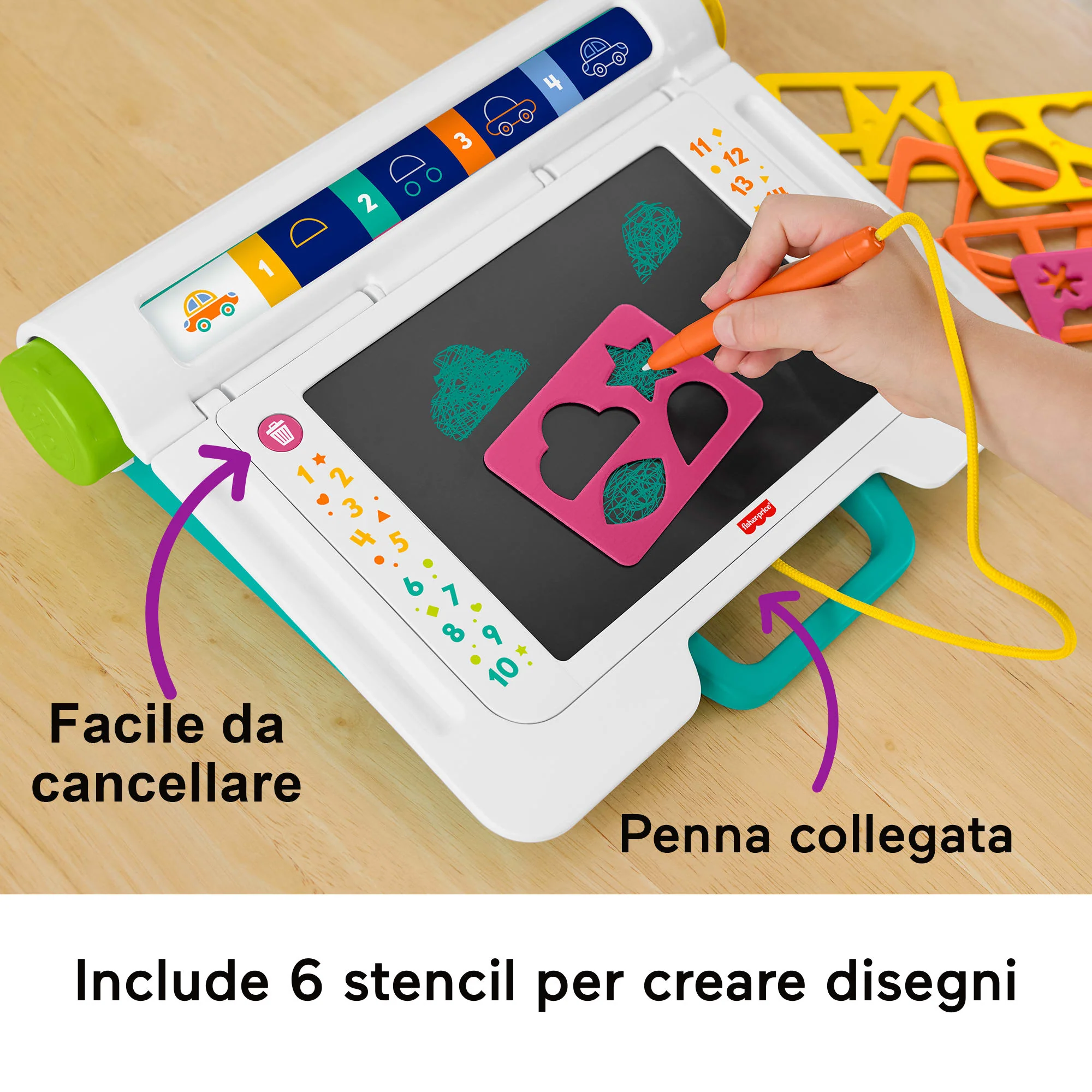 Fisher-Price Postazione Impara E Scarabocchia, Tablet Ordinato Per Disegno E Scrittura Con Schermo Lcd Per Bambini - Image 3