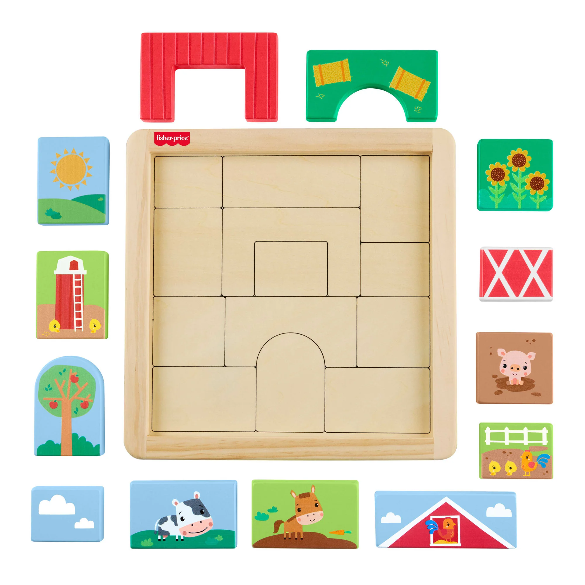 Fisher-Price Puzzle Della Fattoria in Legno Per Bimbi Piccoli E Bambini, 14 Pezzi in Legno - Image 3