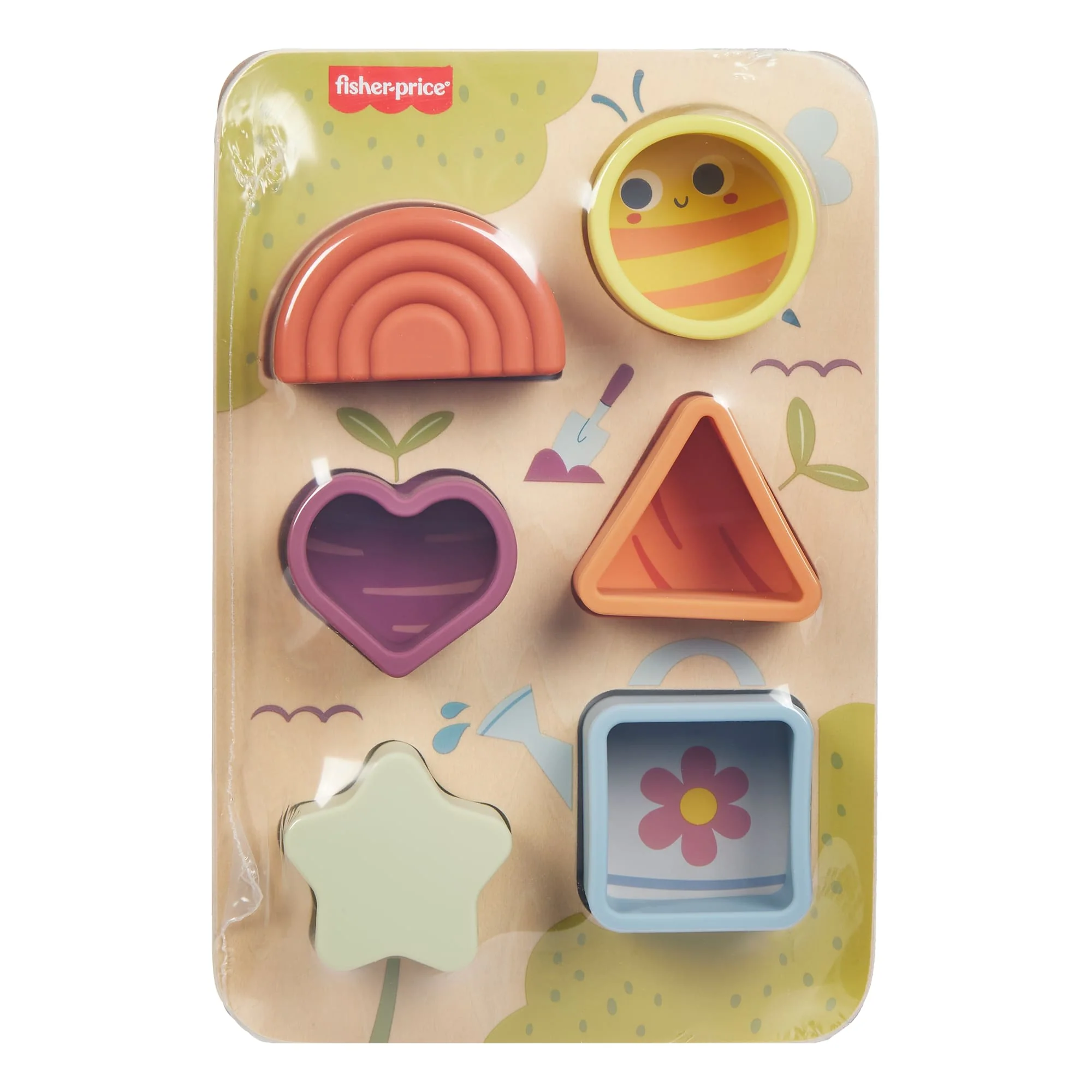 Fisher-Price Puzzle Trova E Cresci in Legno E Silicone, Giocattolo Cercaforme Per Bambini, 7 Pezzi - Image 6
