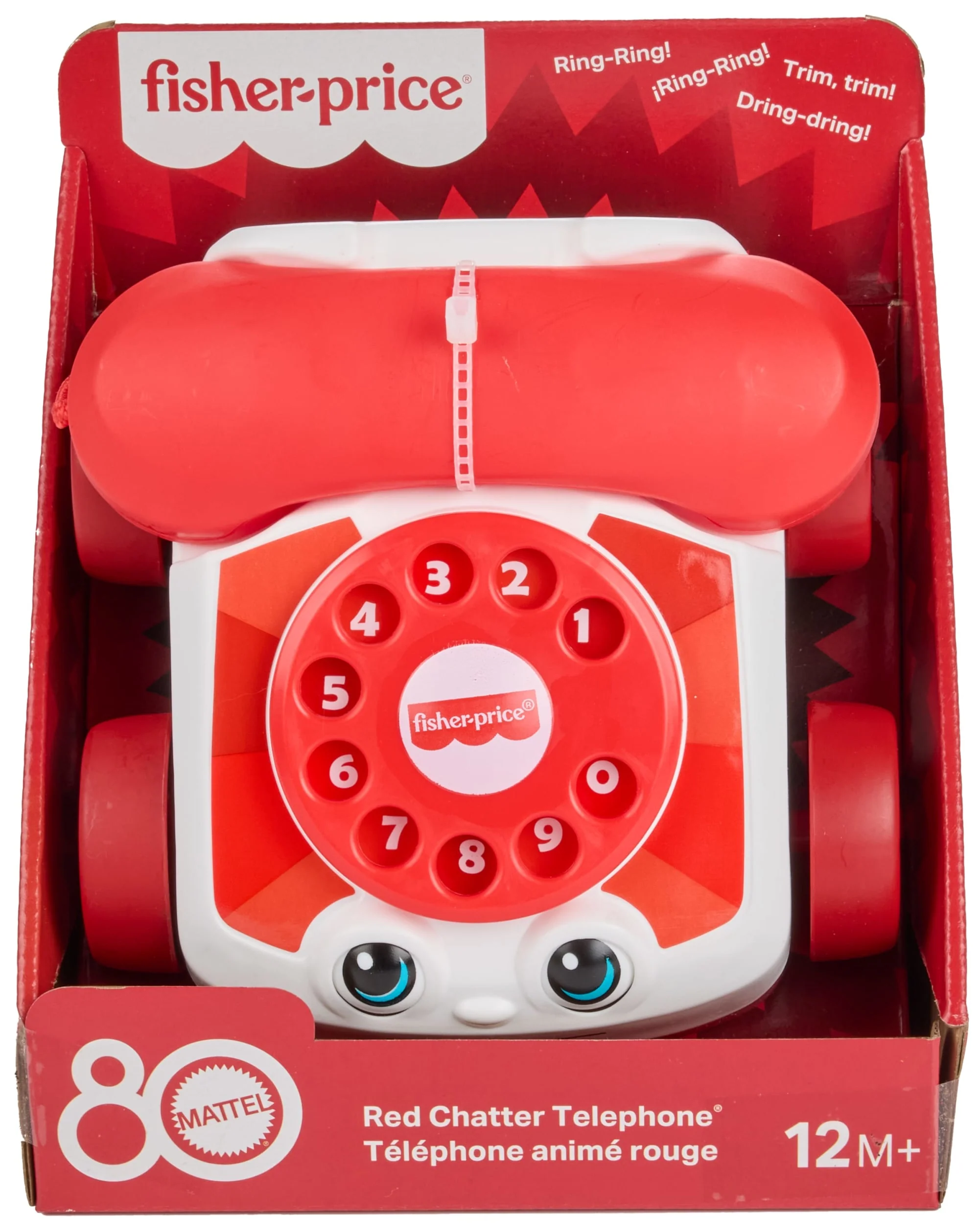Fisher-Price Red Chatter Telephone Baby & Toddler Pull Toy, Mattel 80Th Anniversary Edition - Image 6