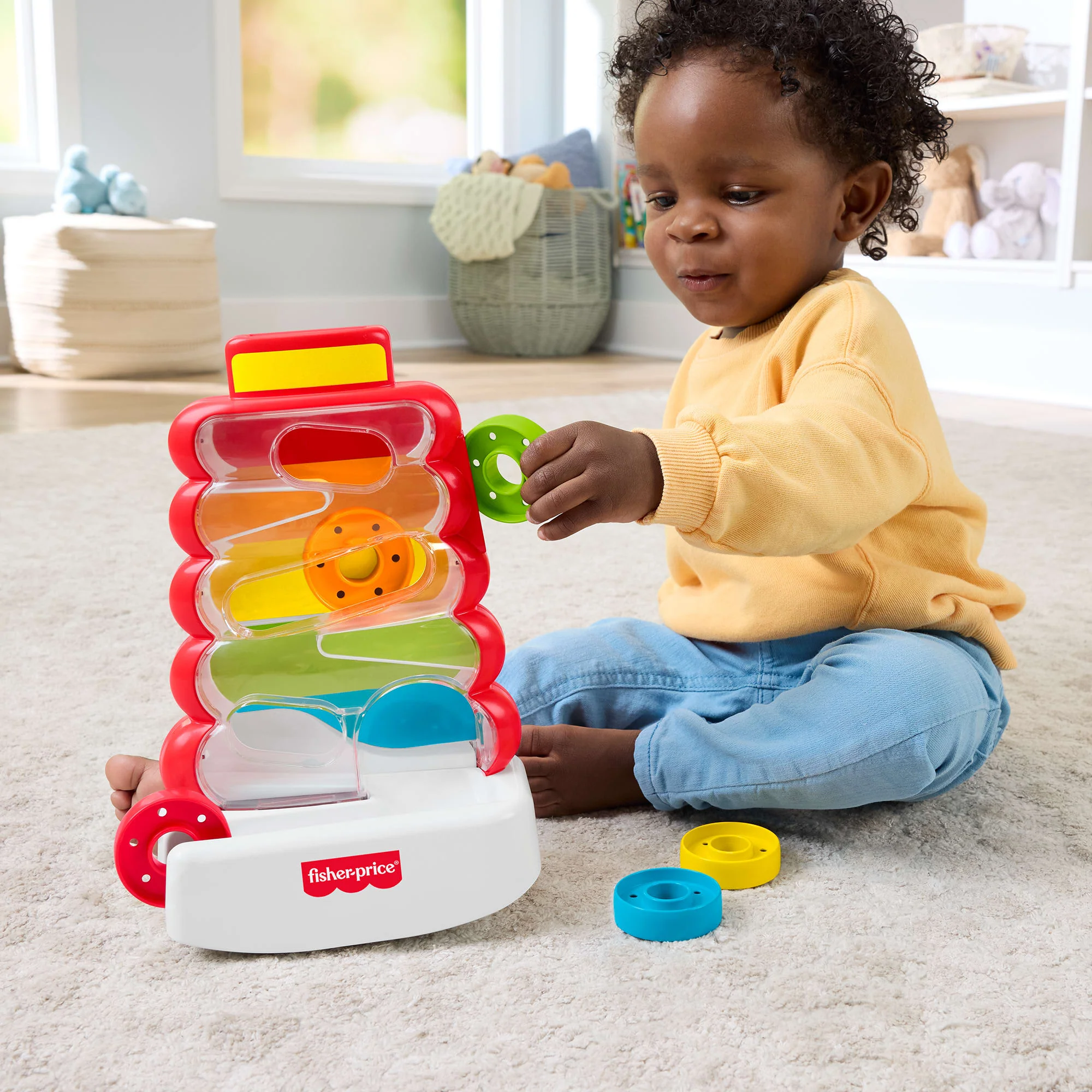 Fisher-Price Renkli Halka Kulesi, Bebekler Ve Yürüme Çağındaki Çocuklar Için Gelişime Yardımcı Oyuncak, 5 Halka - Image 2