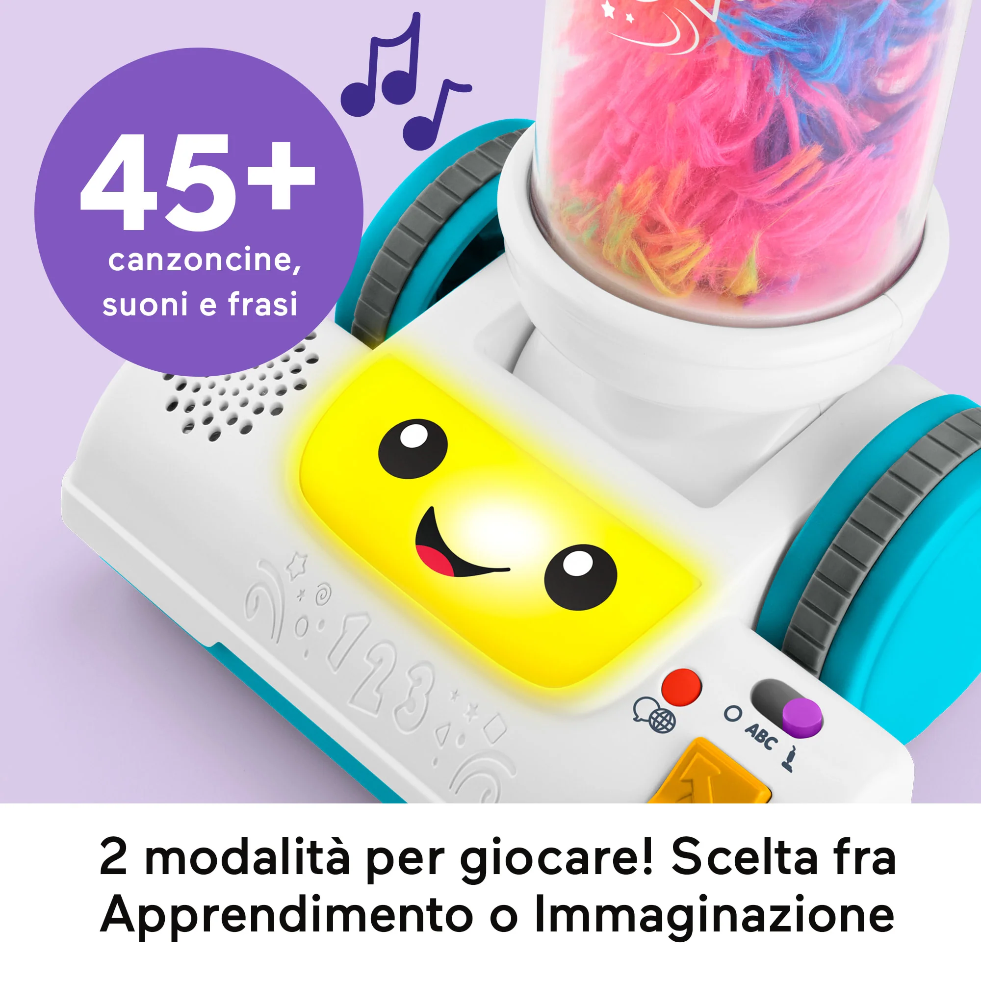 Fisher-Price Ridi E Impara Aspirapolvere 2 in 1 Giocattolo Musicale Per L'Apprendimento Per Bebè E Bambini, Versione Multilingue - Image 5