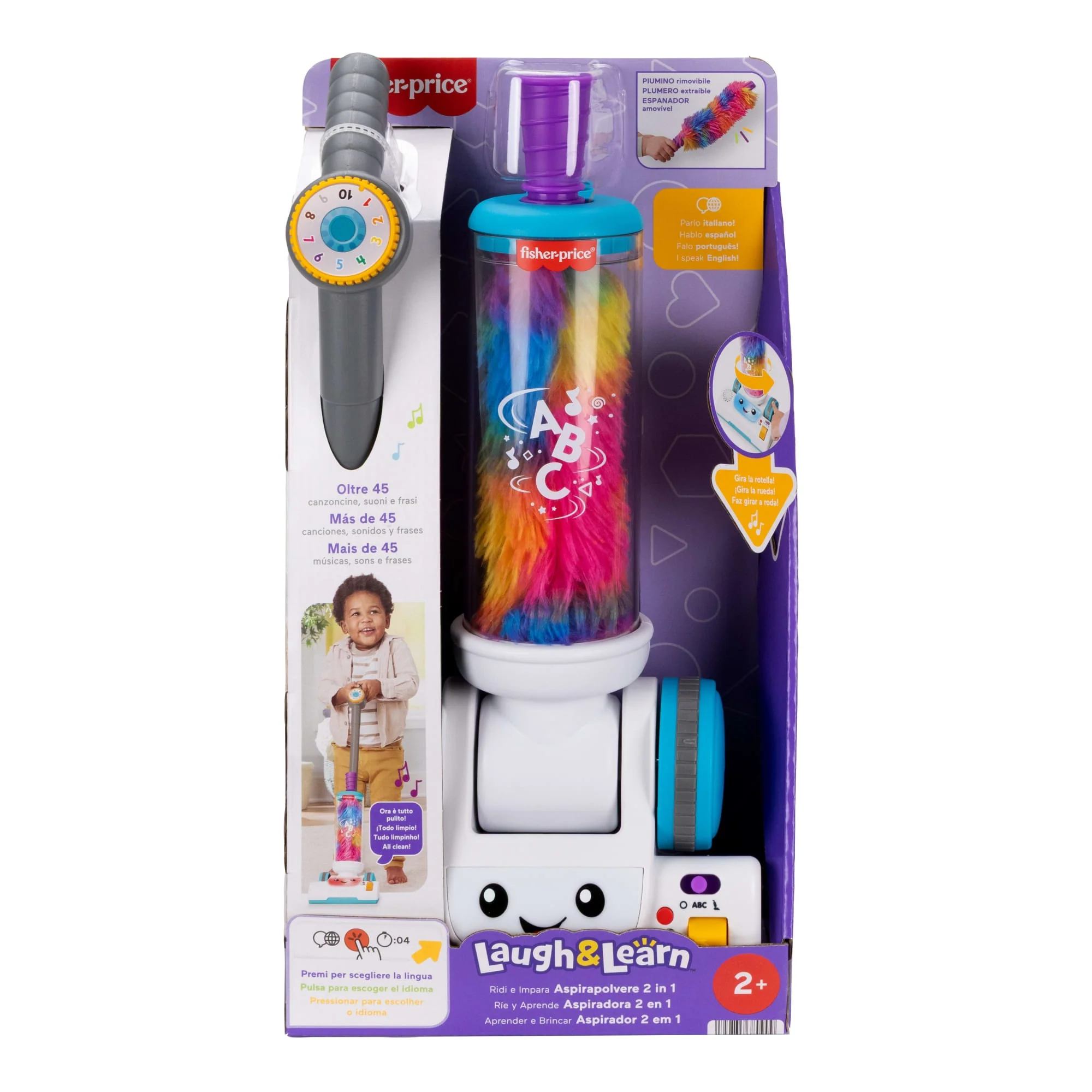 Fisher-Price Ridi E Impara Aspirapolvere 2 in 1 Giocattolo Musicale Per L'Apprendimento Per Bebè E Bambini, Versione Multilingue - Image 6