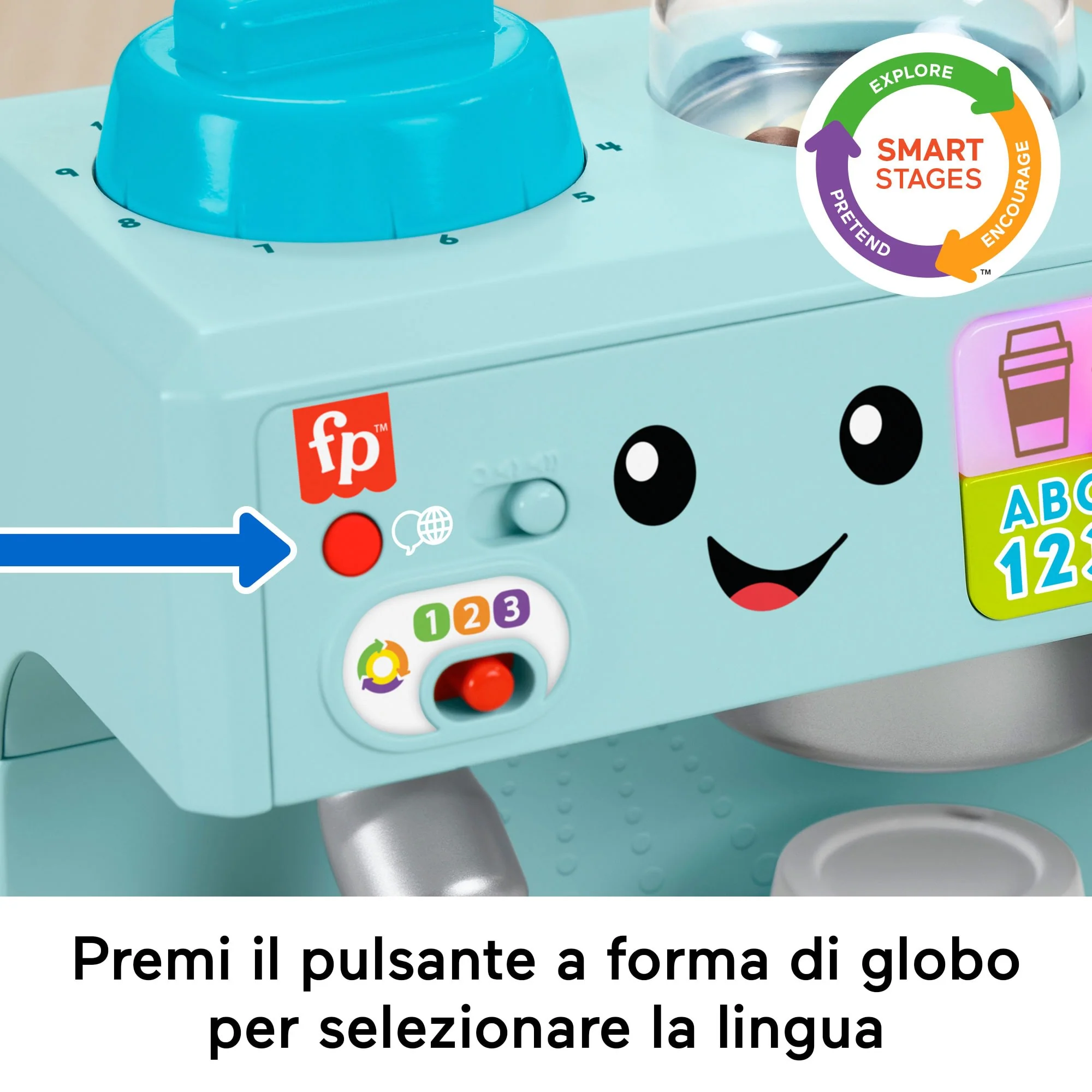 Fisher-Price Ridi E Impara La Mia Prima Macchinetta Del Caffè Giocattolo Elettronico Per Bambini, 10 Pezzi Da Gioco, Versione Multilingue - Image 3