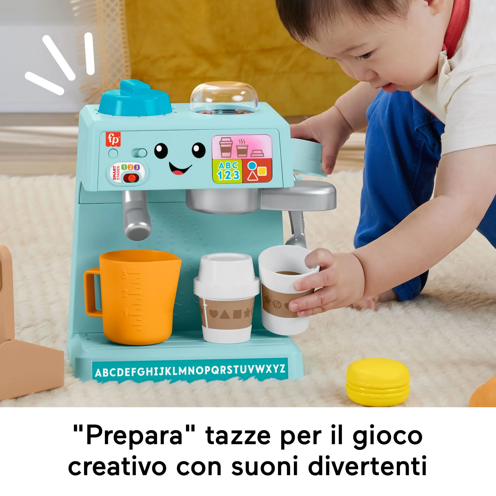 Fisher-Price Ridi E Impara La Mia Prima Macchinetta Del Caffè Giocattolo Elettronico Per Bambini, 10 Pezzi Da Gioco, Versione Multilingue - Image 4