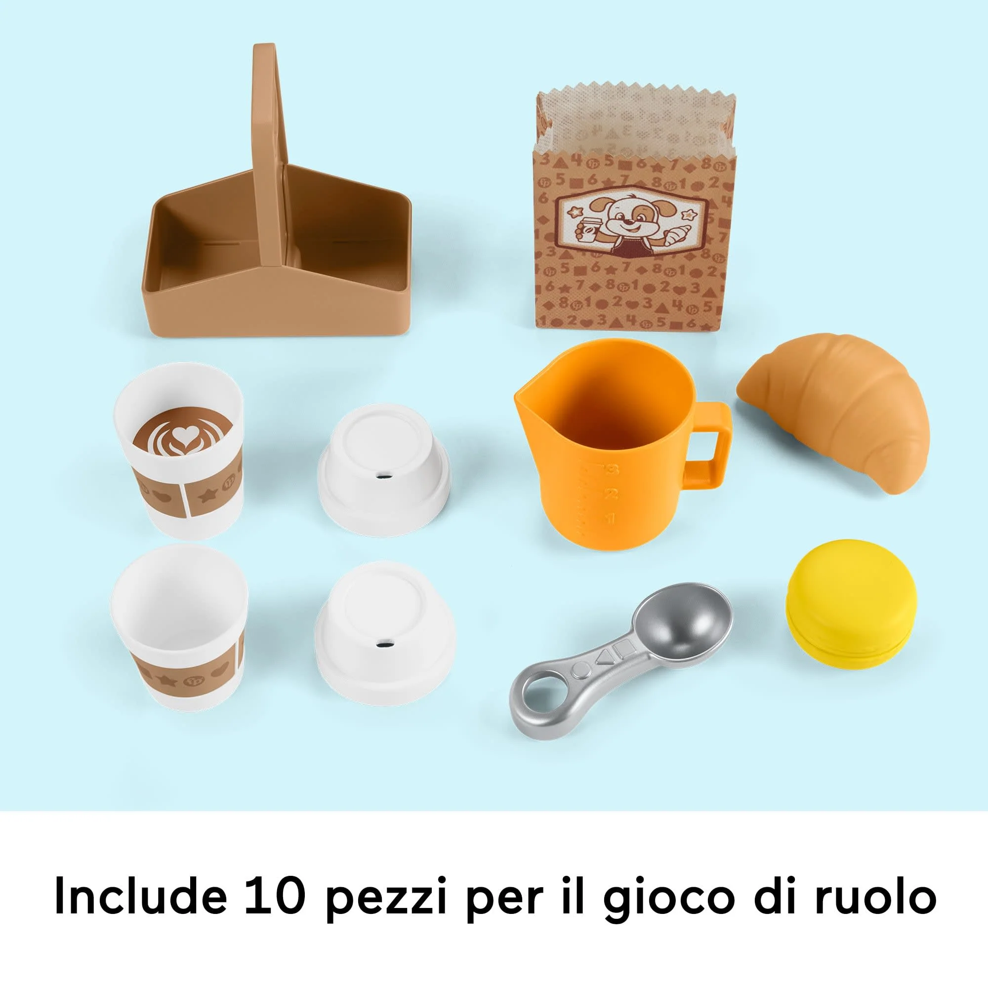 Fisher-Price Ridi E Impara La Mia Prima Macchinetta Del Caffè Giocattolo Elettronico Per Bambini, 10 Pezzi Da Gioco, Versione Multilingue - Image 5