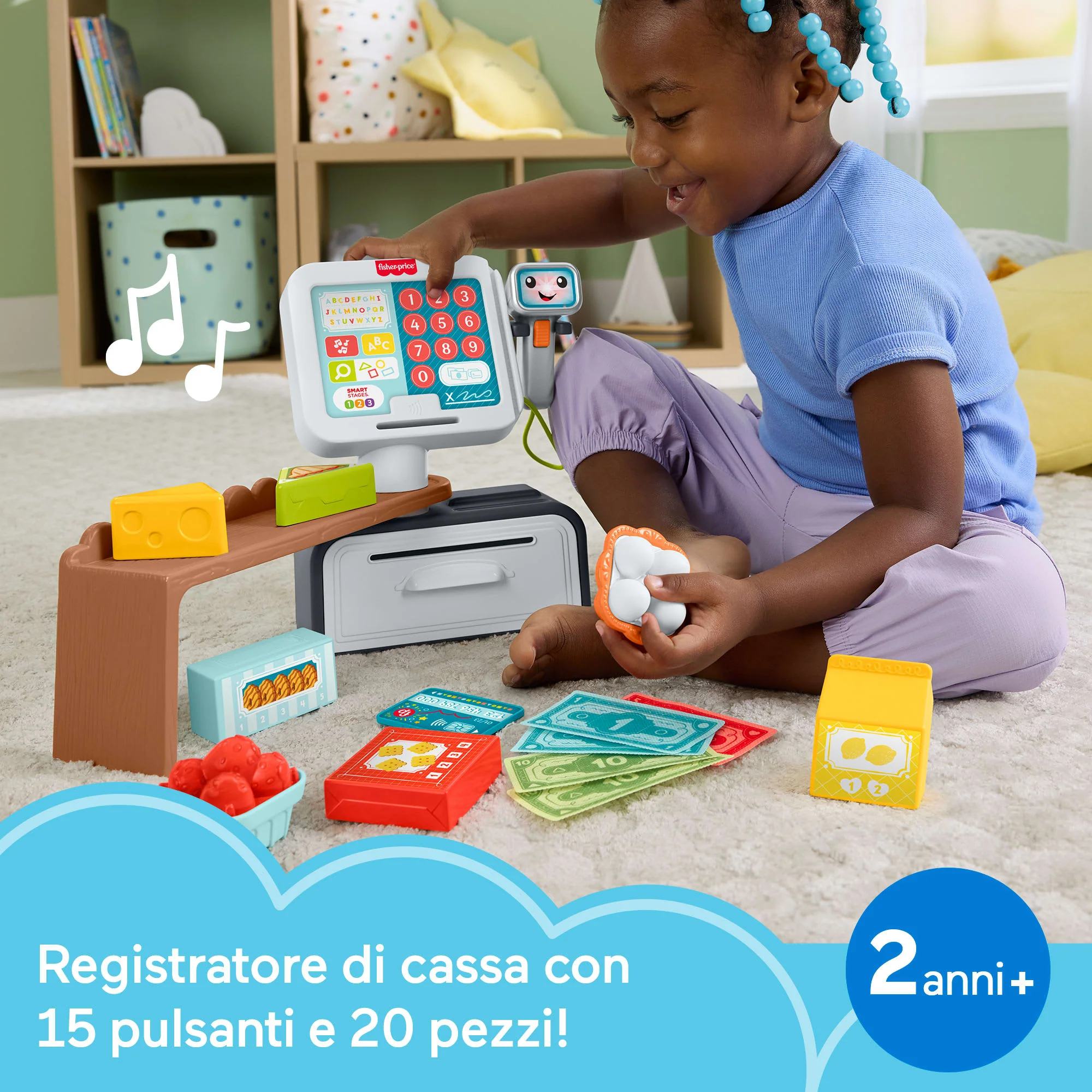Fisher-Price Ridi E Impara Registratore Di Cassa Elettronico Per L'Apprendimento Dei Bambini, Versione Multilingue - Image 2