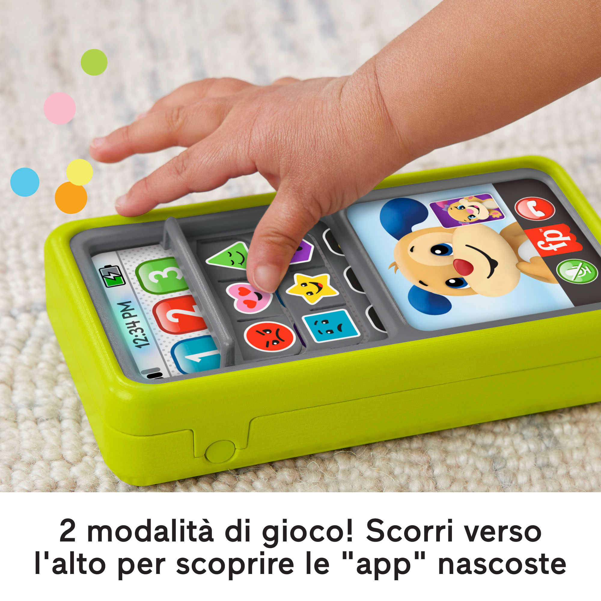 Fisher-Price Ridi E Impara Smartphone Scorri E Impara, Telefono Giocattolo Per Neonati E Bambini AI Primi Passi, Versione Multilingue - Image 4