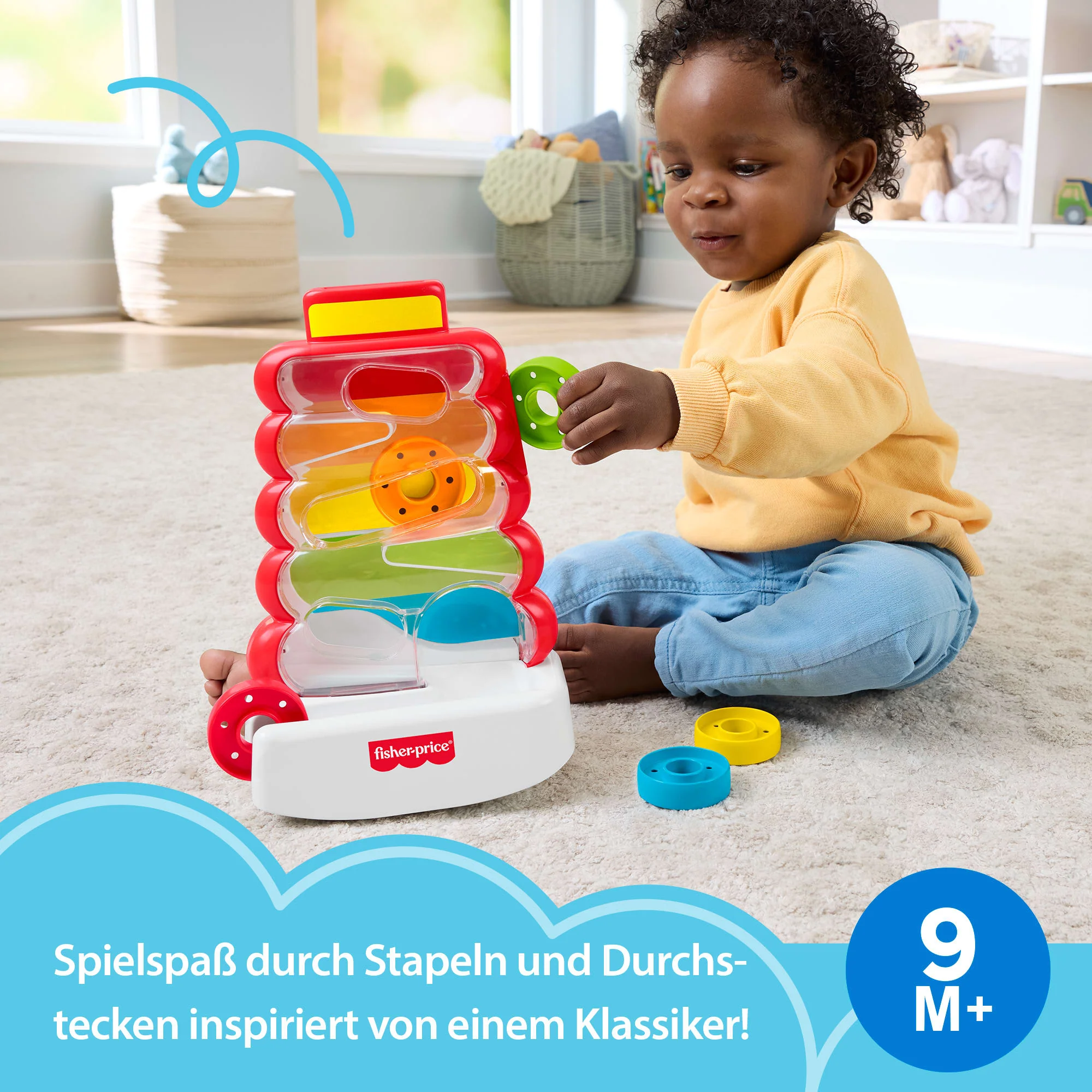 Fisher-Price Rutschspaß Farbring Pyramide, Entwicklungsförderndes Aktivitätsspielzeug Für Babys Und Kleinkinder, 5 Münzen - Image 2