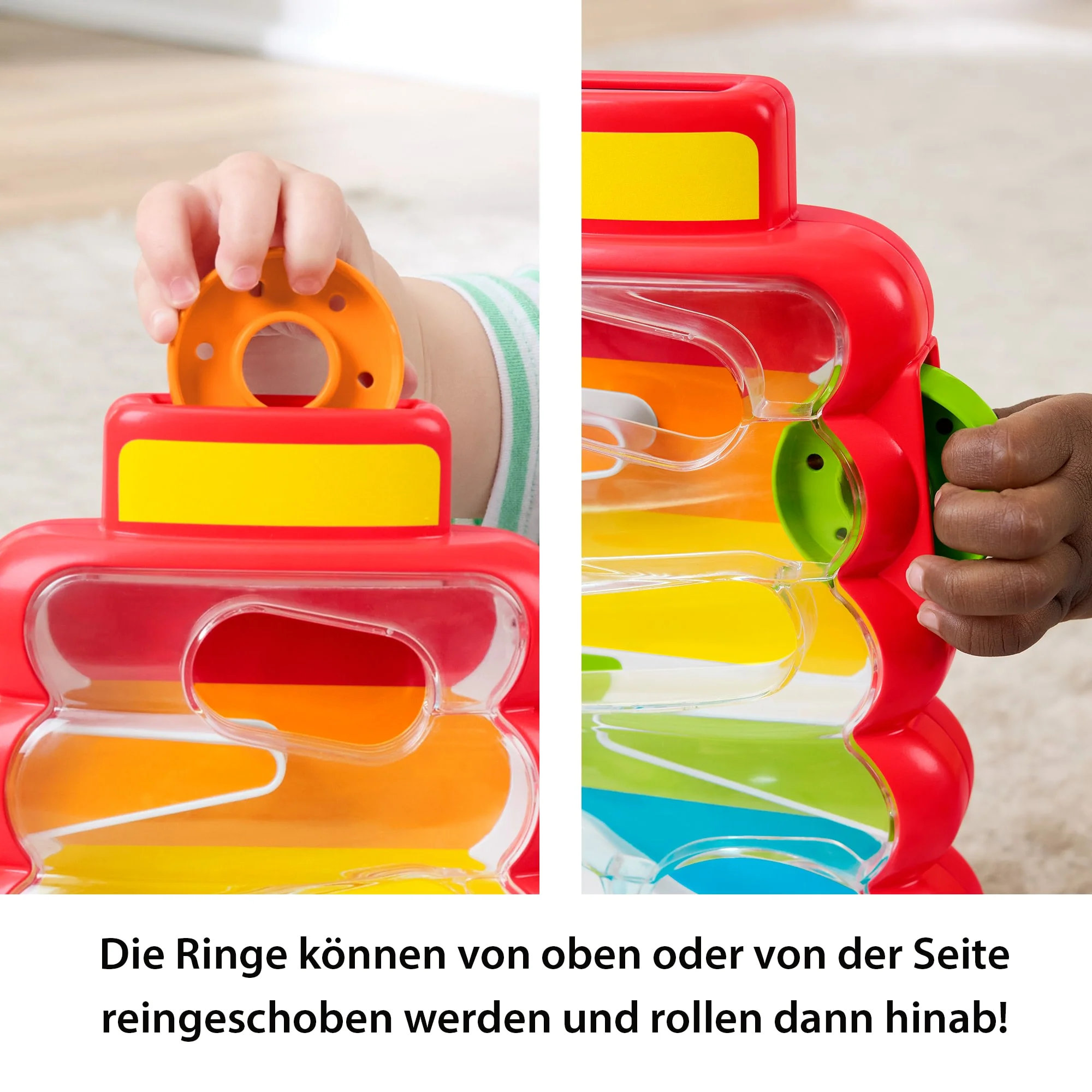 Fisher-Price Rutschspaß Farbring Pyramide, Entwicklungsförderndes Aktivitätsspielzeug Für Babys Und Kleinkinder, 5 Münzen - Image 3