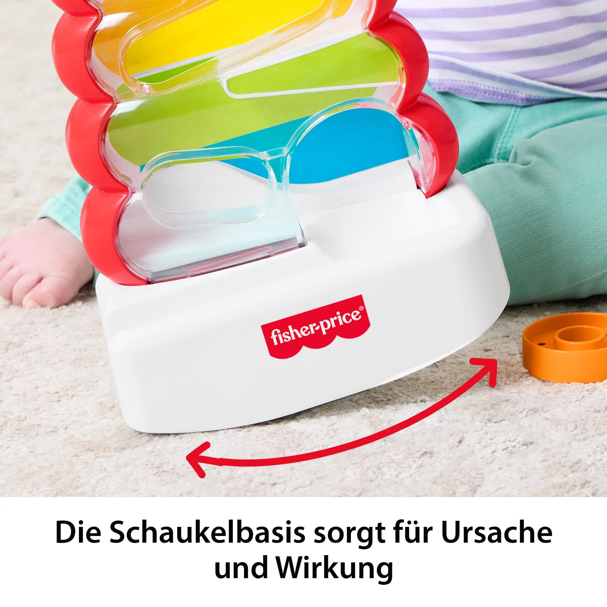 Fisher-Price Rutschspaß Farbring Pyramide, Entwicklungsförderndes Aktivitätsspielzeug Für Babys Und Kleinkinder, 5 Münzen - Image 4