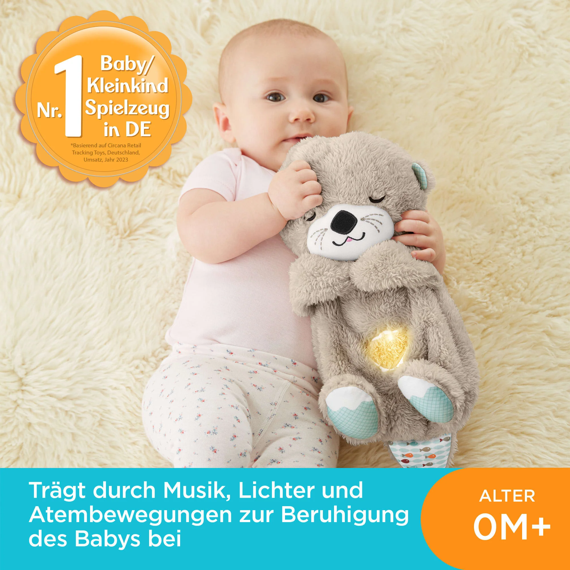 Fisher-Price Schlummer-Otter, Plüsch-Tier Baby, Spieluhr, Kuscheltier - Image 2