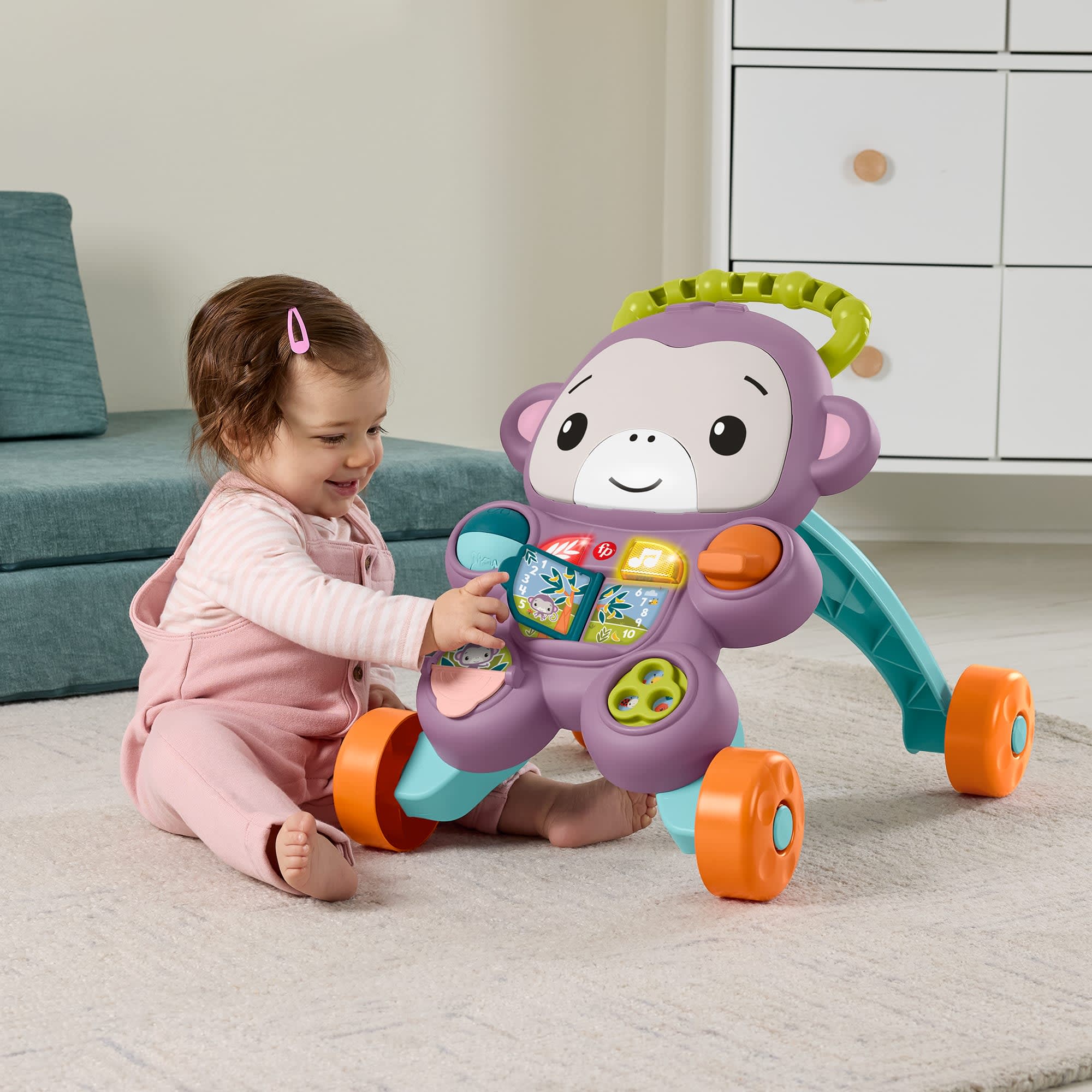 Fisher-Price Scimmietta Viola Primi Passi, Giocattolo Per L'Apprendimento Per Neonati Con Musica E Luci, Versione Italiana - Image 2