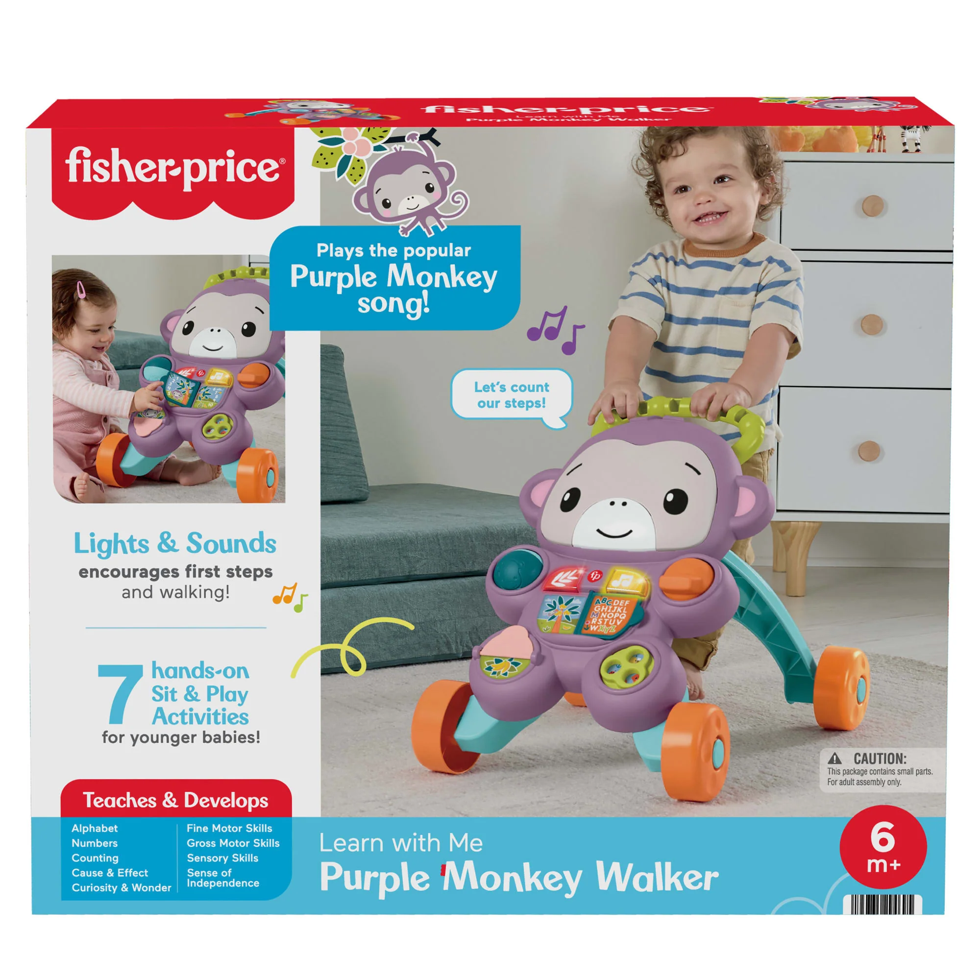 Fisher-Price Scimmietta Viola Primi Passi, Giocattolo Per L'Apprendimento Per Neonati Con Musica E Luci, Versione Italiana - Image 6