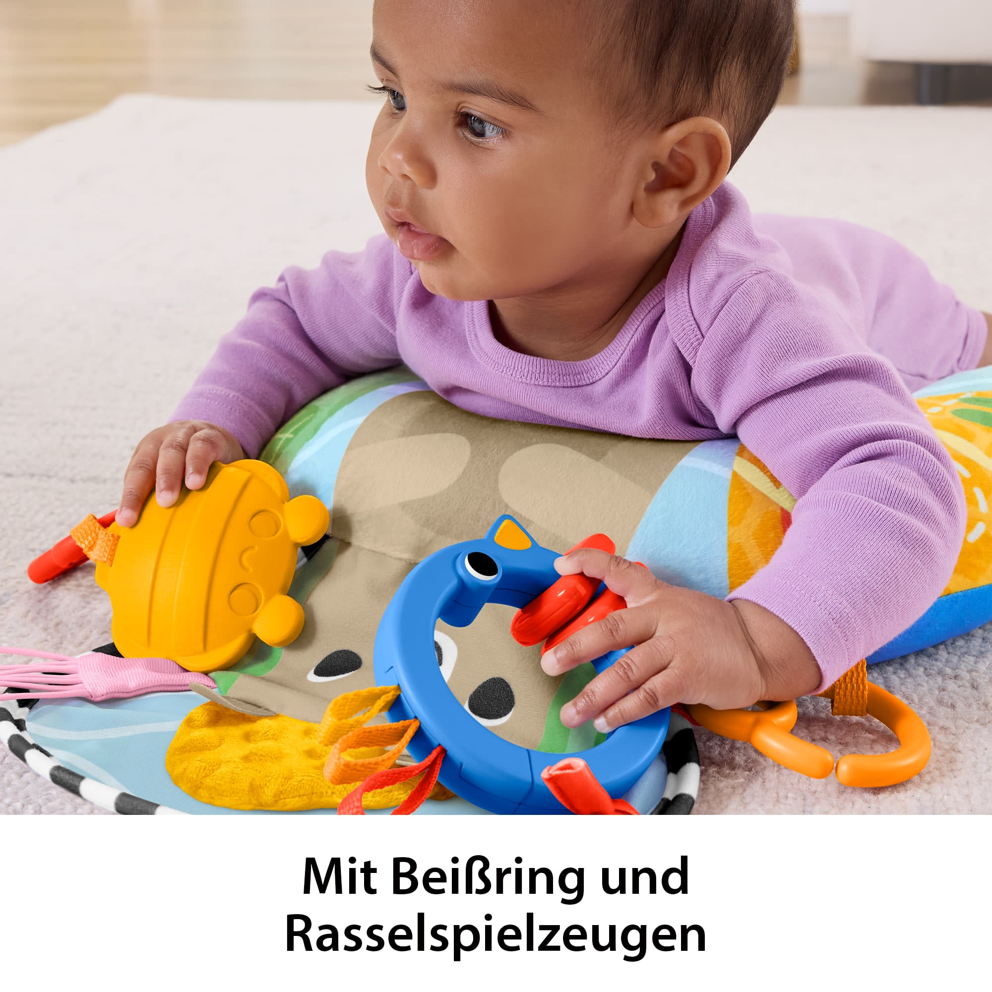 Fisher-Price Sensorische Abenteuer in Bauchlage Stütz-Spielkissen Für Neugeborene Mit Beißring Und Rassel Babyspielzeug - Image 4