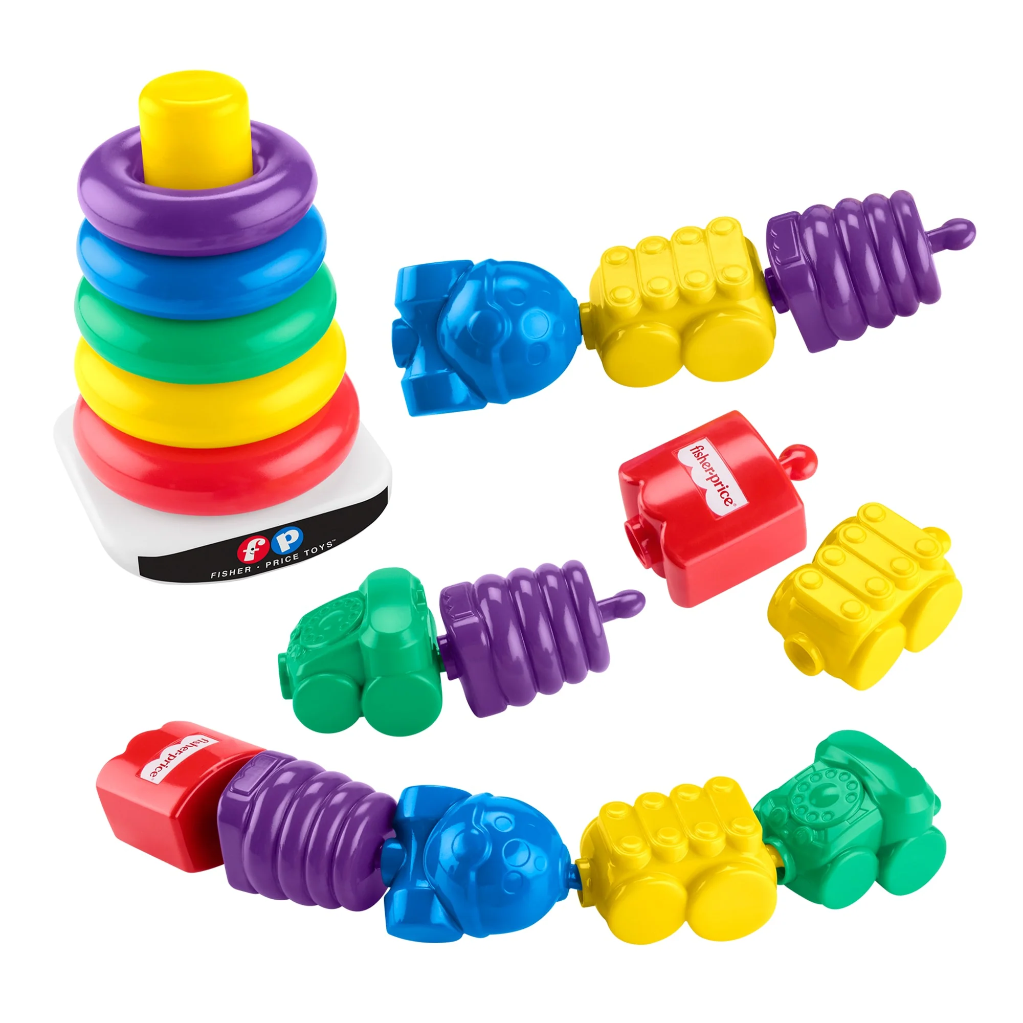 Fisher-Price Baby-Spielzeug Farbring-Pyramide Und Perlen Zum Zusammenstecken Set, Mattel Replay The Classics Kollektion