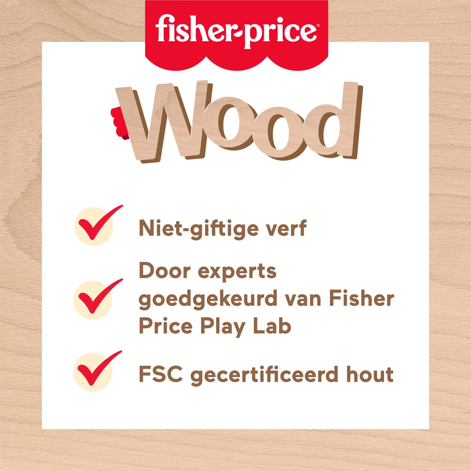Fisher-Price Houten Voertuigen, Duwspeelgoed Voor Fantasiespel, 4 Houten Onderdelen, Voor Peuters En Kleuters - Image 3