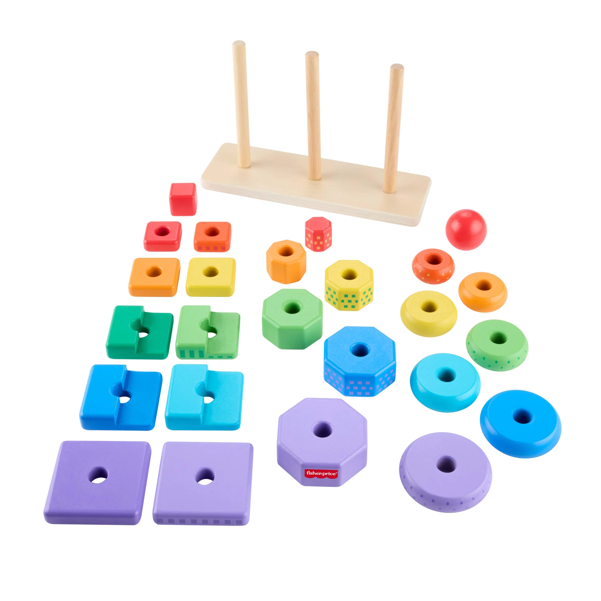 Fisher-Price Set Piramidi in Legno, Giocattolo Per La Abilità Motorie Complesse Per Bimbi Piccoli, 26 Pezzi in Legno - Image 5