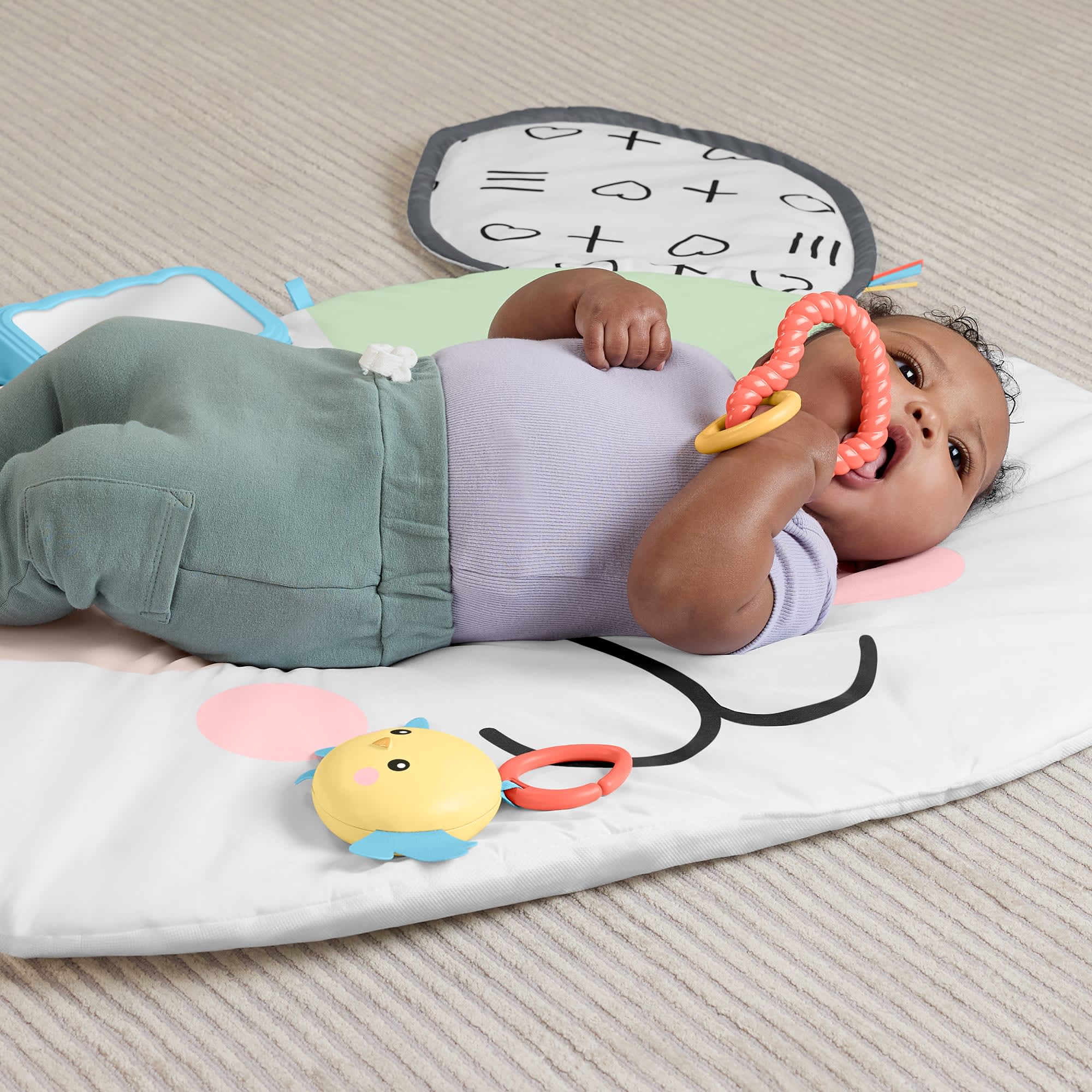 Yenidoğanların Karın Üstünde Oynama Zamanı Için Fisher-Price Sevimli Köpekçik Büyük Oyun Minderi Ve 2 Bebek Oyuncağı - Image 4