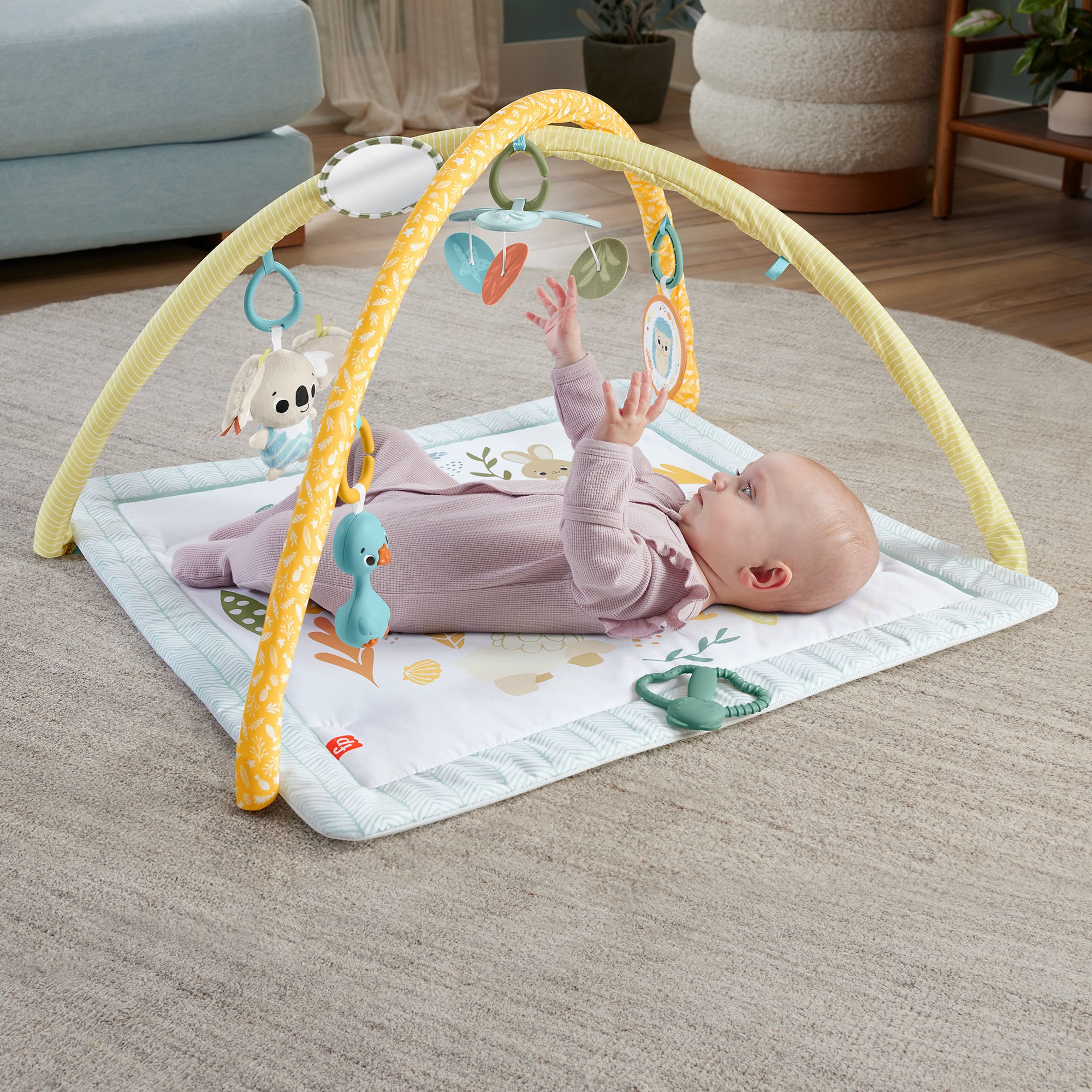 Fisher-Price Simply Senses Gym Voor Baby'S Activiteitenmat Met 6 Zintuiglijke Speeltjes - Image 2