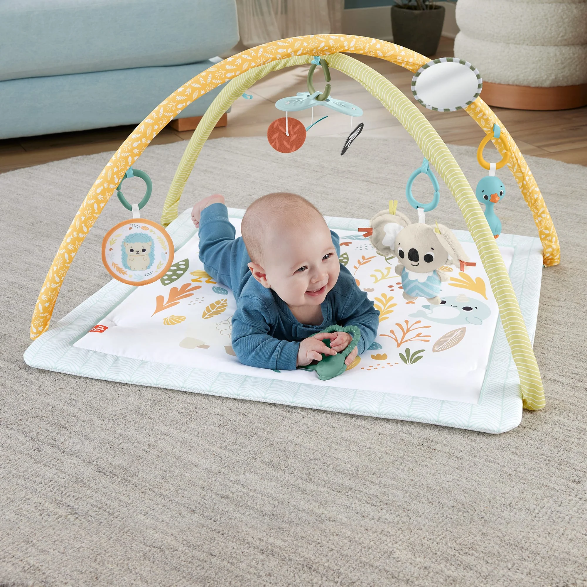 Fisher-Price Simply Senses Gym Voor Baby'S Activiteitenmat Met 6 Zintuiglijke Speeltjes - Image 3