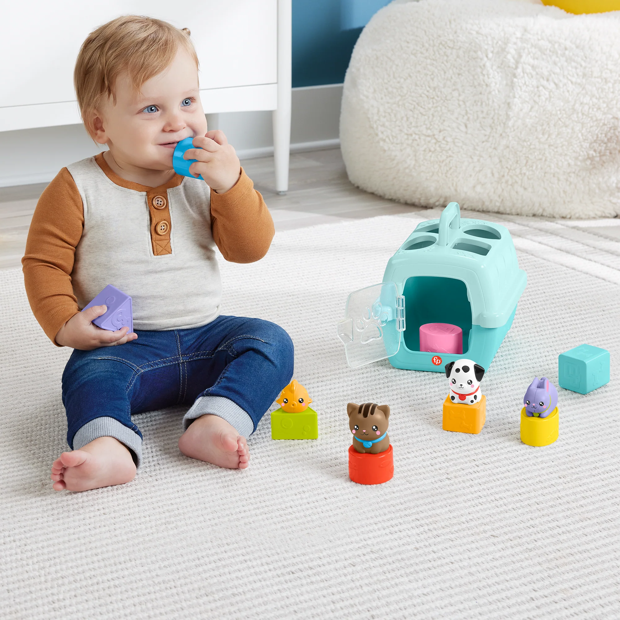 Fisher-Price Şirin DOStlar Hayvan DOStlarımın Çantası, Bebekler Ve Yürüme Çağındaki Çocuklar Için Şekil Eşleştirme Oyuncağı, 8 Blok - Image 2