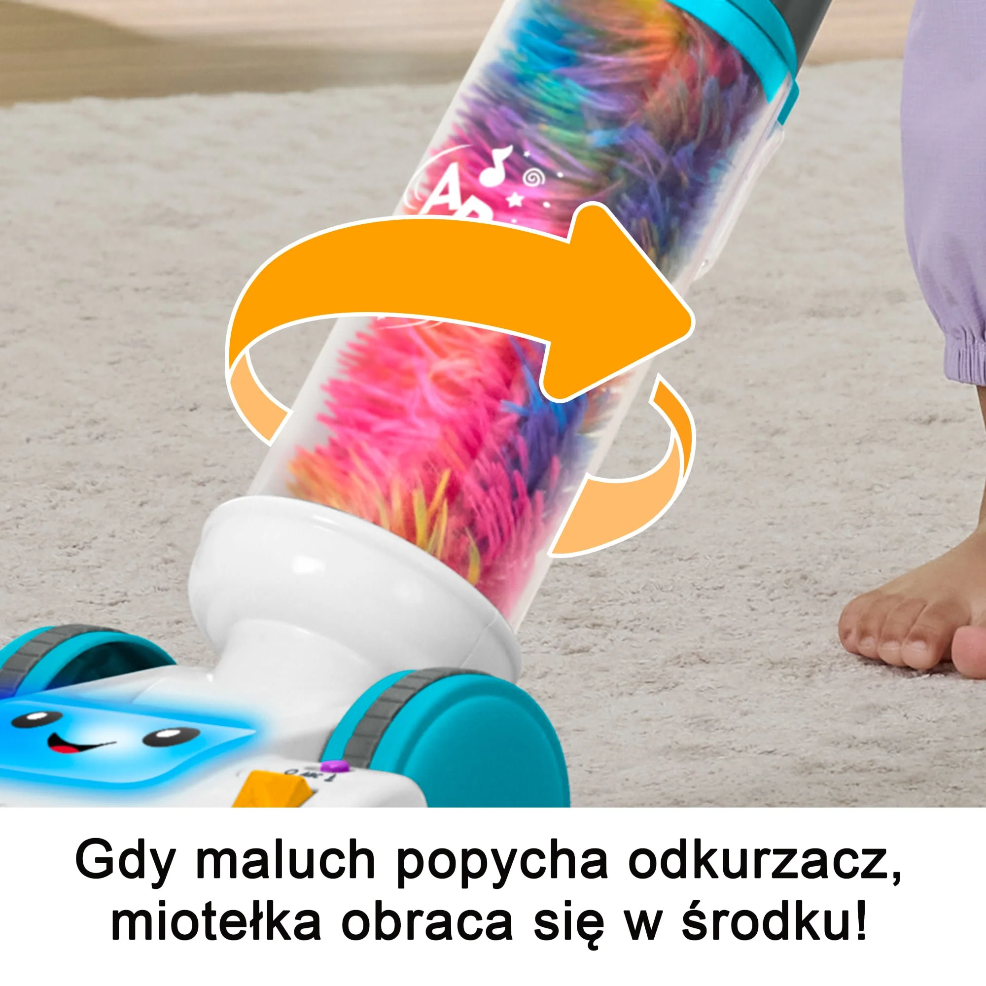 Fisher-Price „Ucz się i śmiej!” Odkurzacz Malucha 2 w 1 Edukacyjna zabawka interaktywna dla dzieci 2+ Polska wersja językowa - Image 4