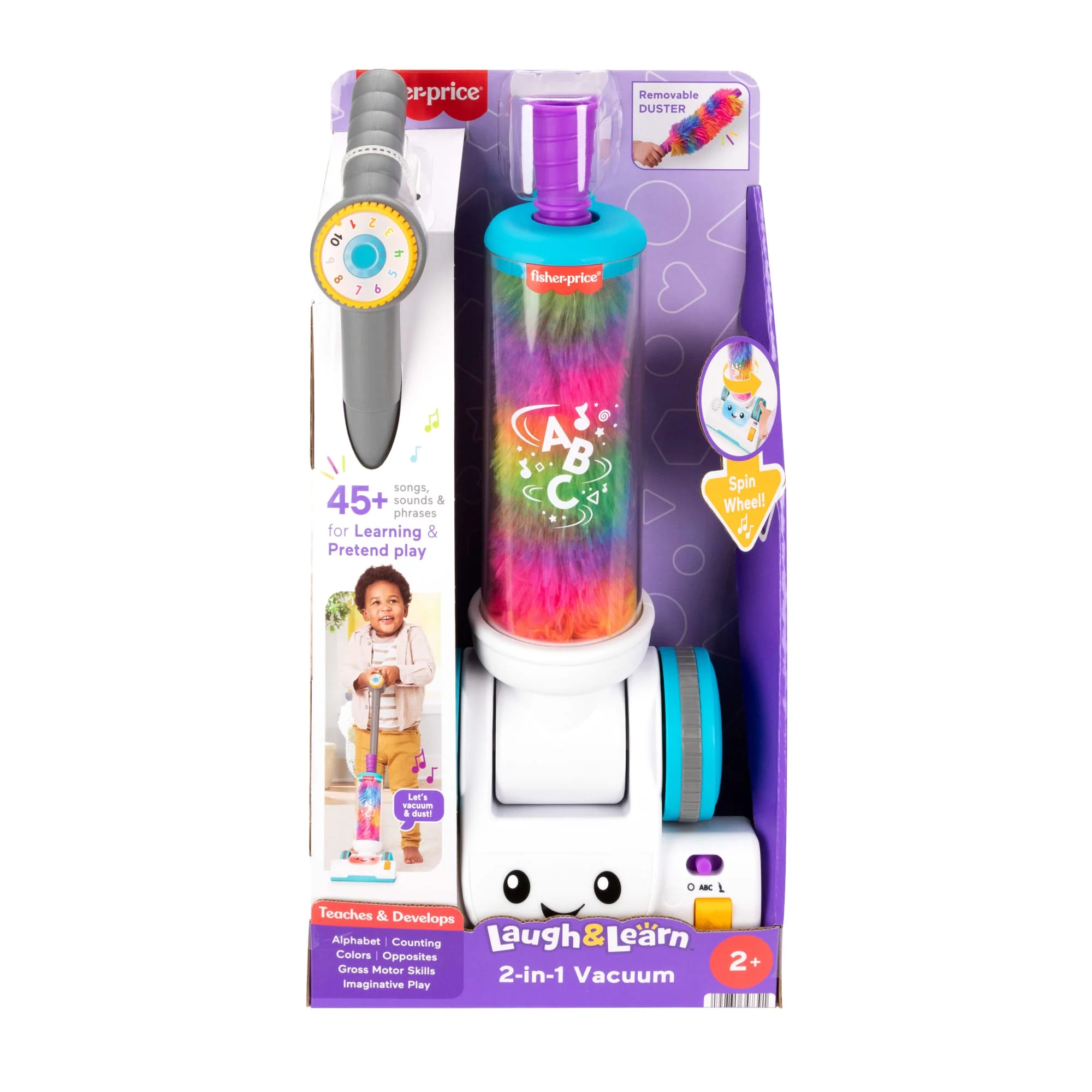 Fisher-Price „Ucz się i śmiej!” Odkurzacz Malucha 2 w 1 Edukacyjna zabawka interaktywna dla dzieci 2+ Polska wersja językowa - Image 6