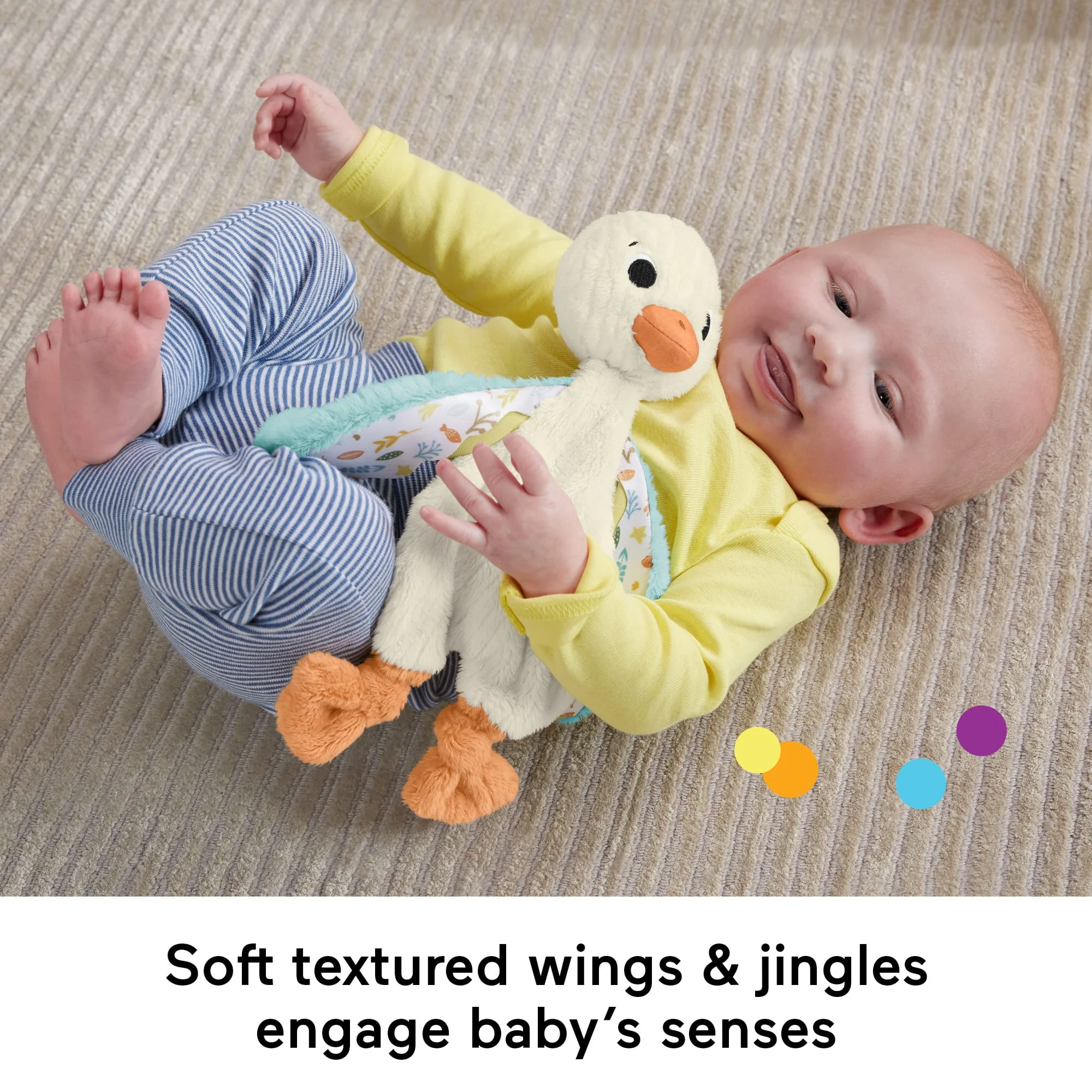 Fisher Price Snuggle Up Goose Baby Sensory Toy, Plush Toy With Jingles For Newborns - Image 3