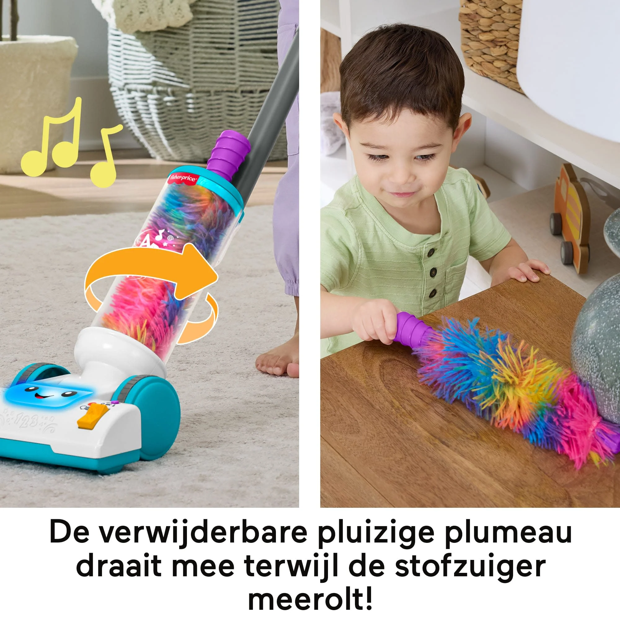 Fisher-Price Leerplezier 2-In-1 Stofzuiger, Muzikaal Leerzaam Speelgoed Voor Peuters, Versie Met Meerdere Talen - Image 4