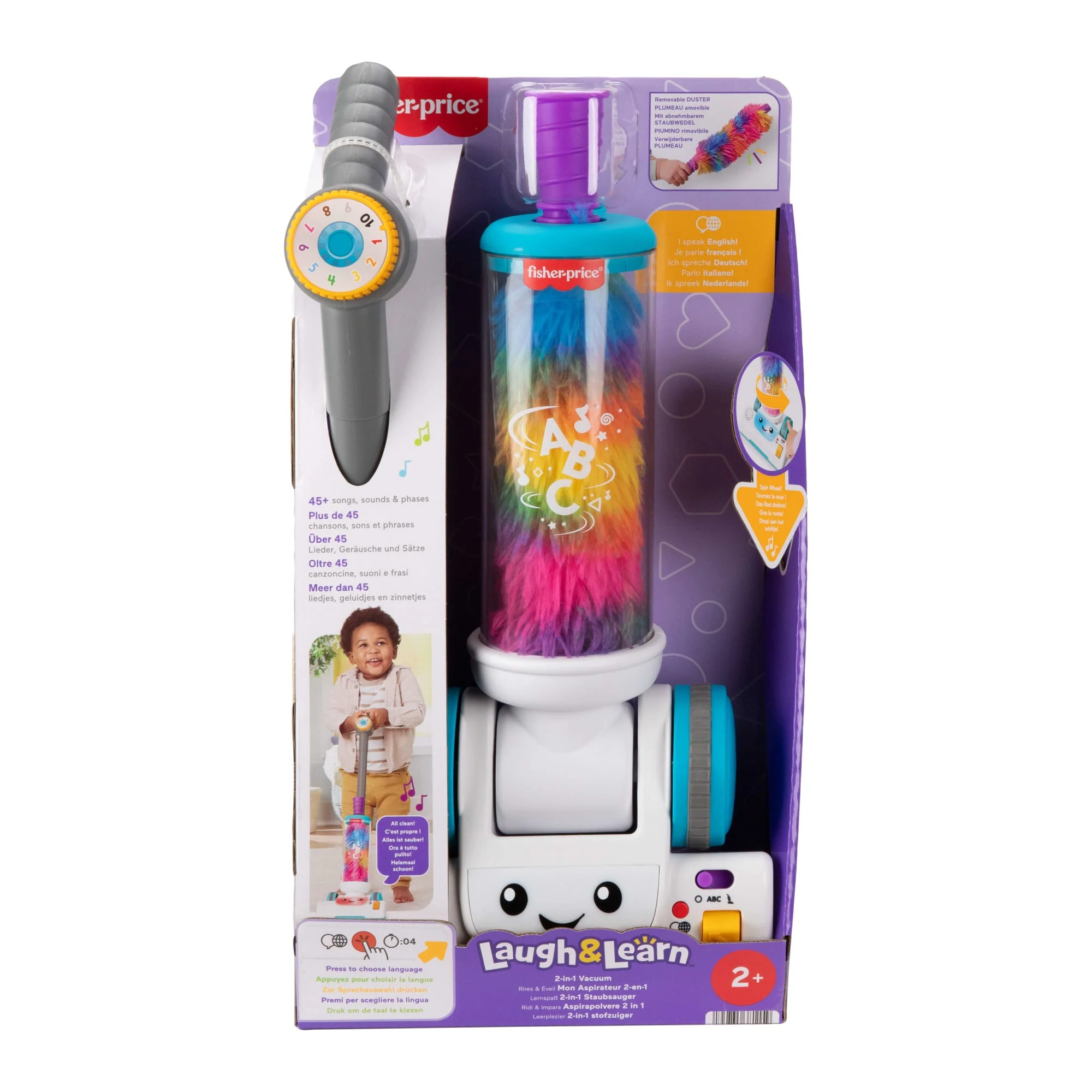 Fisher-Price Leerplezier 2-In-1 Stofzuiger, Muzikaal Leerzaam Speelgoed Voor Peuters, Versie Met Meerdere Talen - Image 6