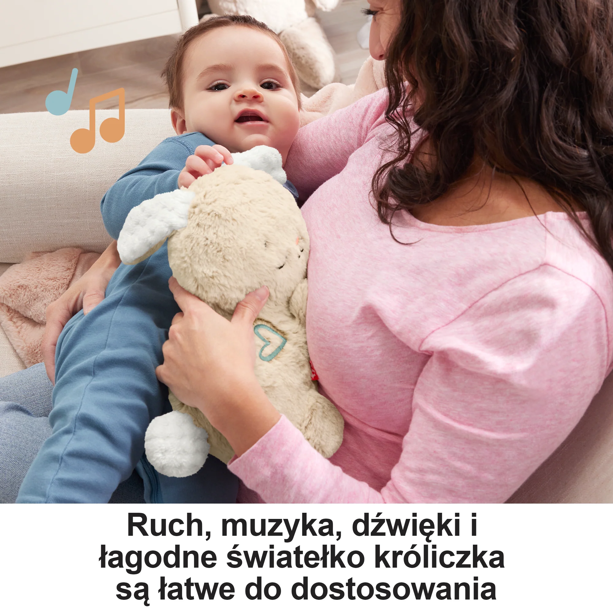 Fisher-Price Śpiący Króliczek Usypiacz-Uspokajacz Przytulanka Z Dźwiękami Dla Niemowląt - Image 4