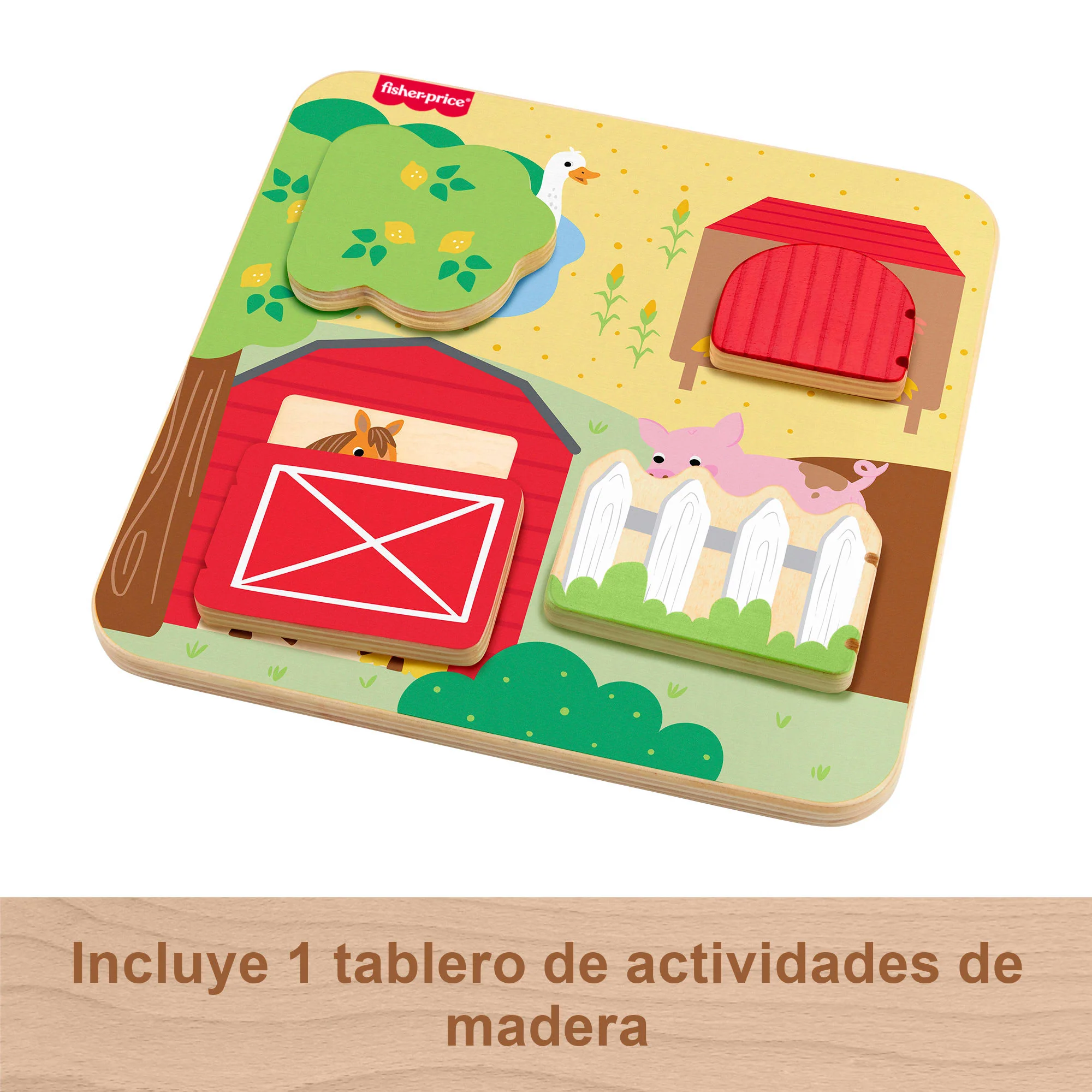 Fisher-Price Tablero De Madera De Animales De Granja Juguete Entretenido De Actividades Para Bebés Y Niños Y Niñas Pequeños, Una Pieza De Madera - Image 5