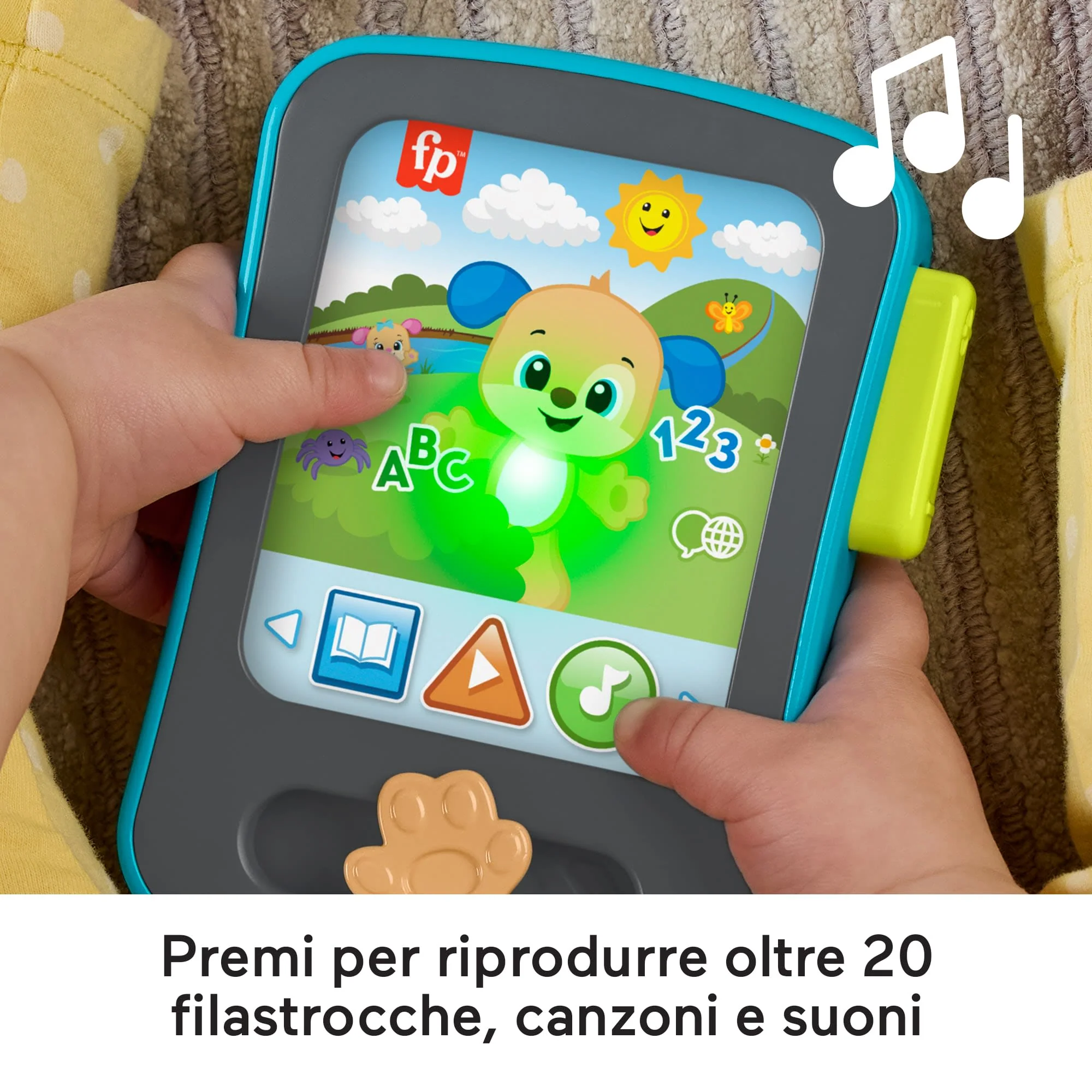 Tablet Delle Storie Di Cagnolino Fisher-Price Ridi E Impara Per Neonati, Giocattolo Elettronico Per L'Apprendimento, Con Musica E Luci, Versione Multilingue - Image 3