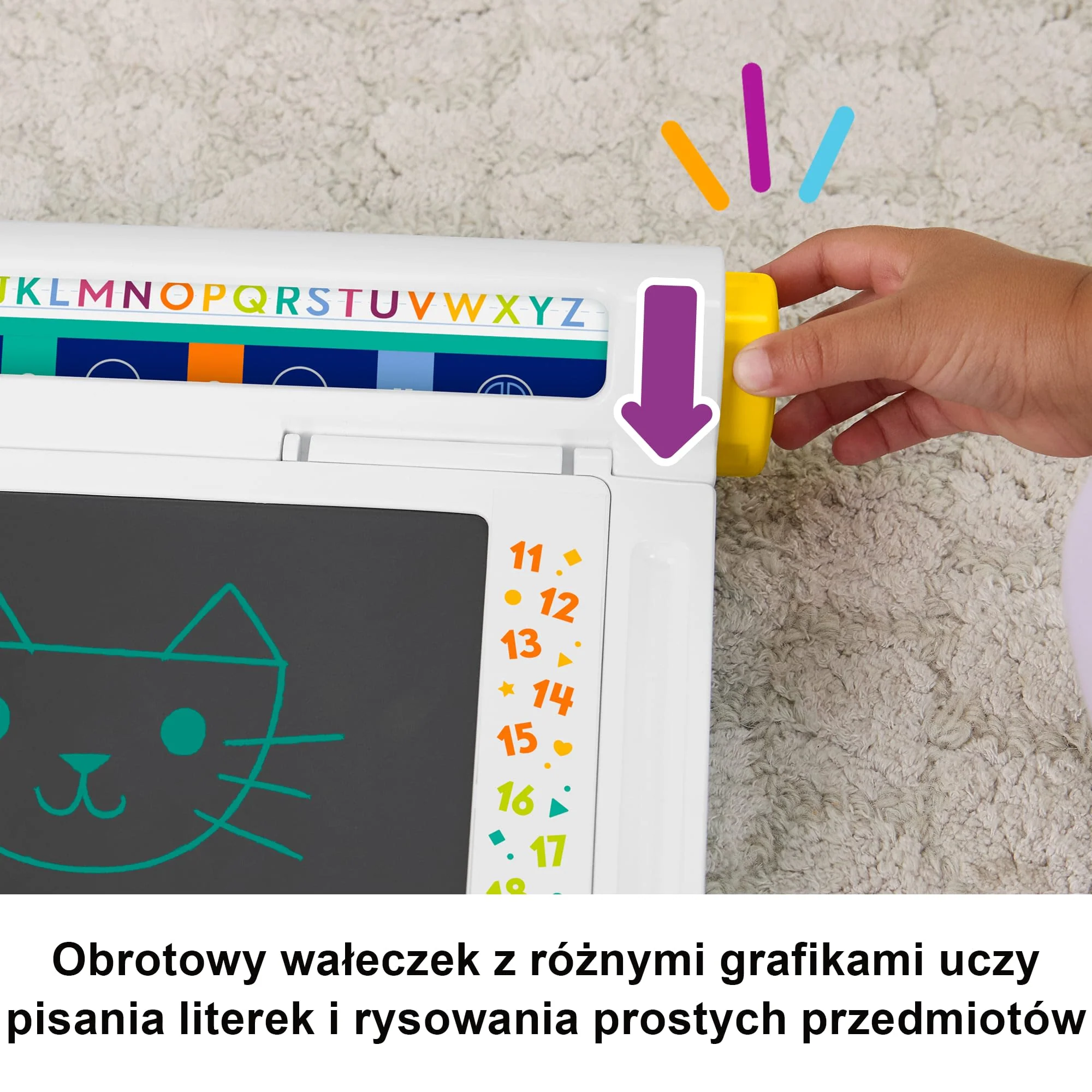 Fisher-Price Tabliczka znikopis „Rysuj i ucz się” Tablica do rysowania Zabawka edukacyjna Zestaw 3+ - Image 4