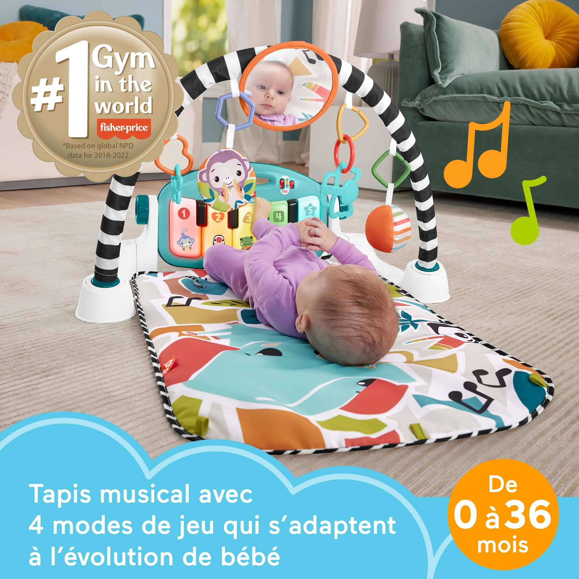 Fisher-Price - Tapis D’Activités Piano Deluxe 2.0 - Tapis D'Éveil - 0 Mois Et + - Image 2