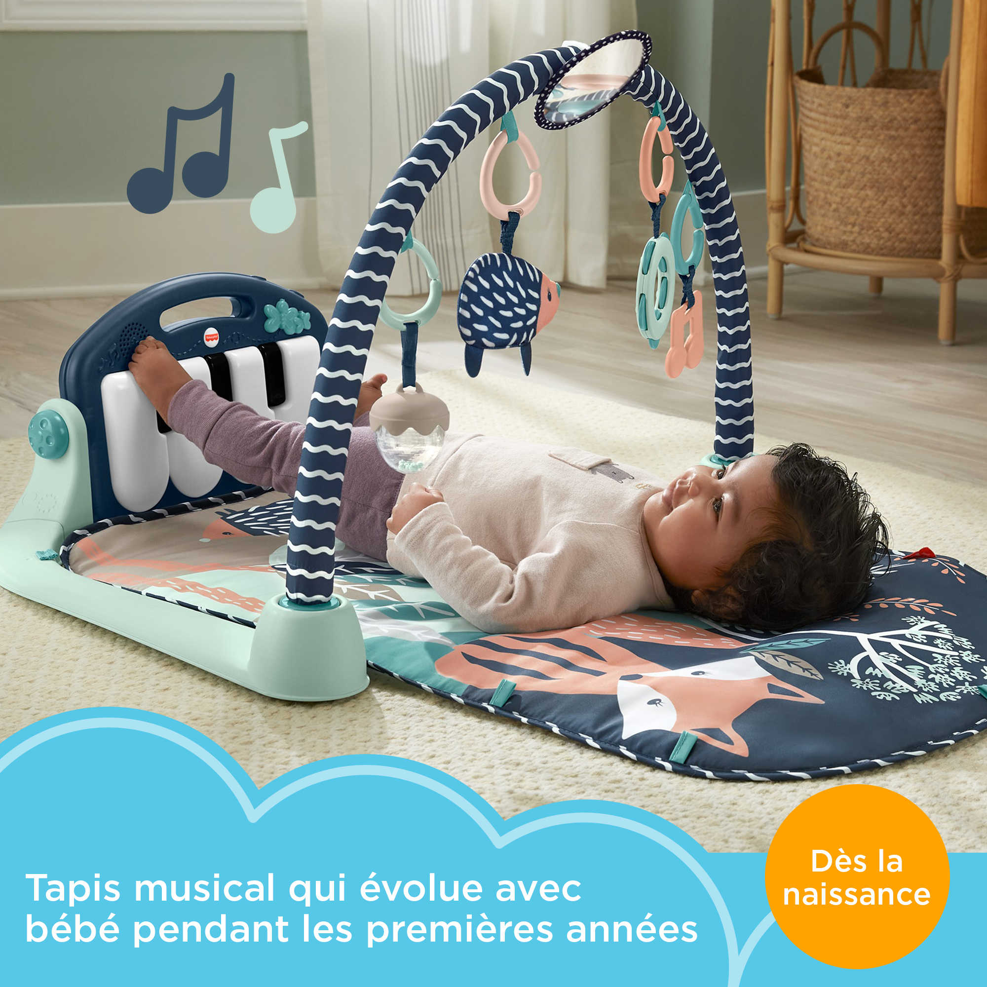 Fisher-Price-Tapis Piano-Tapis D’Éveil Thème Animaux De La Forêt - Image 2