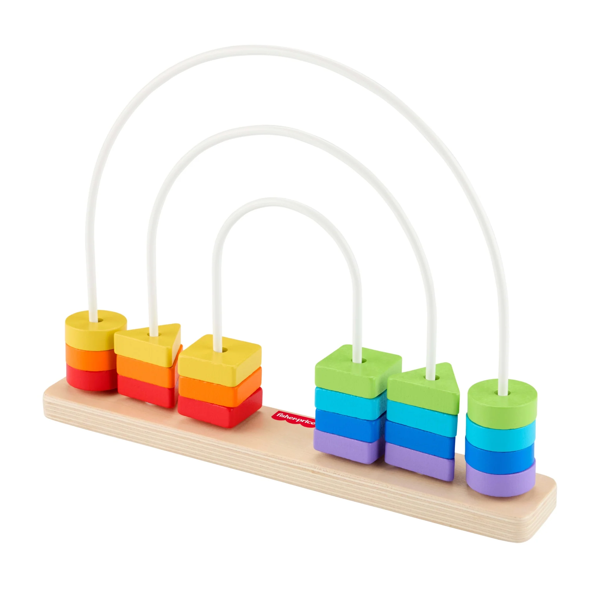 Fisher-Price Tęcza Drewniane koraliki Kształty do przesuwania Zestaw Aktywizująca zabawka dla małych dzieci 1+ - Image 5